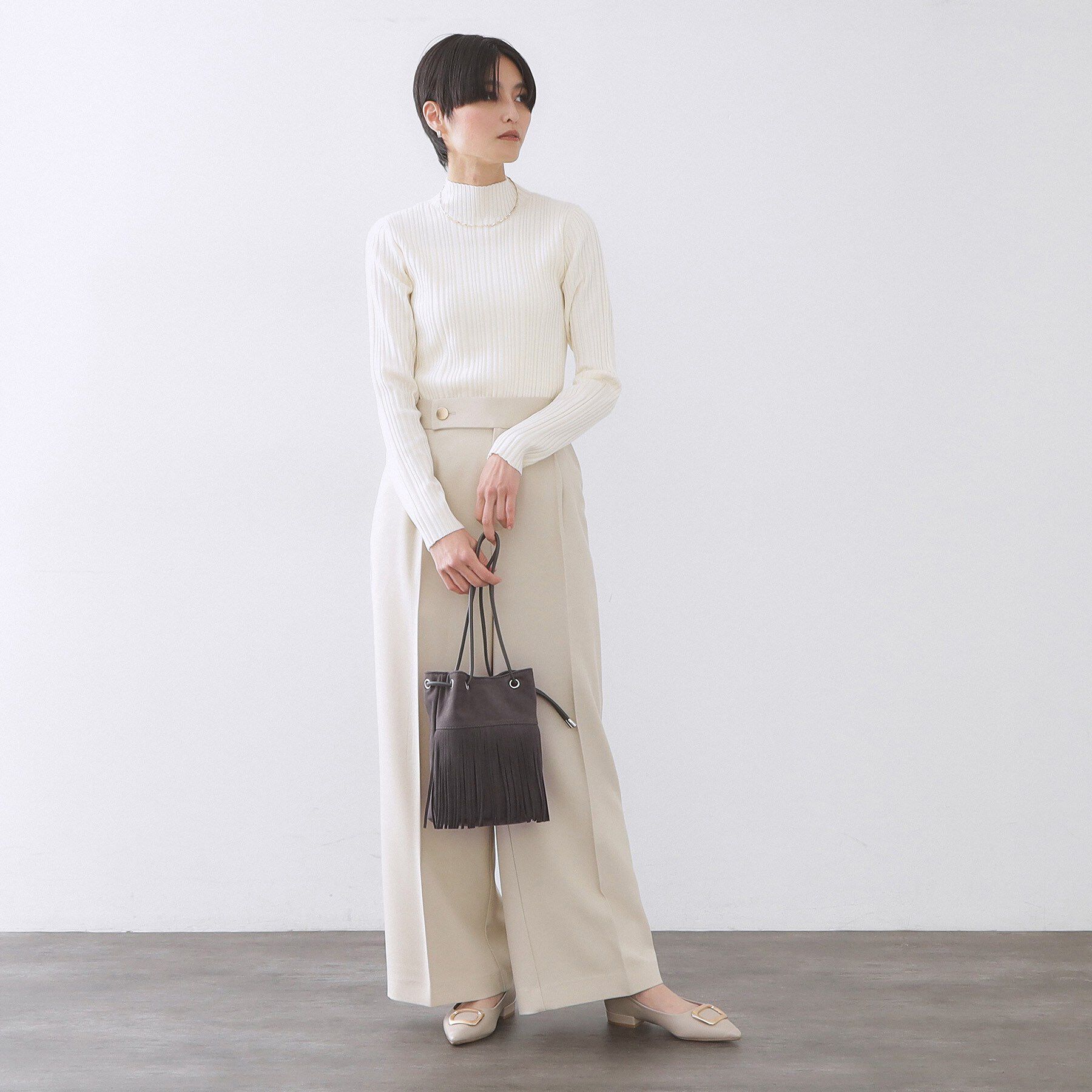 OPAQUE.CLIP「【2WAY】フリンジ巾着ミニトート」|トートバッグ|