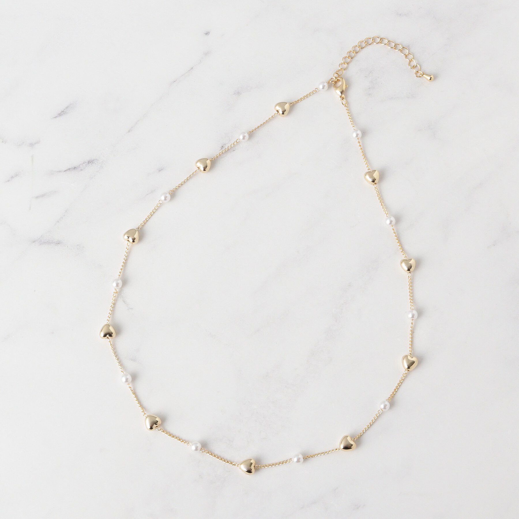 Couture broach「ハートパール調チェーンネックレス」|ネックレス|