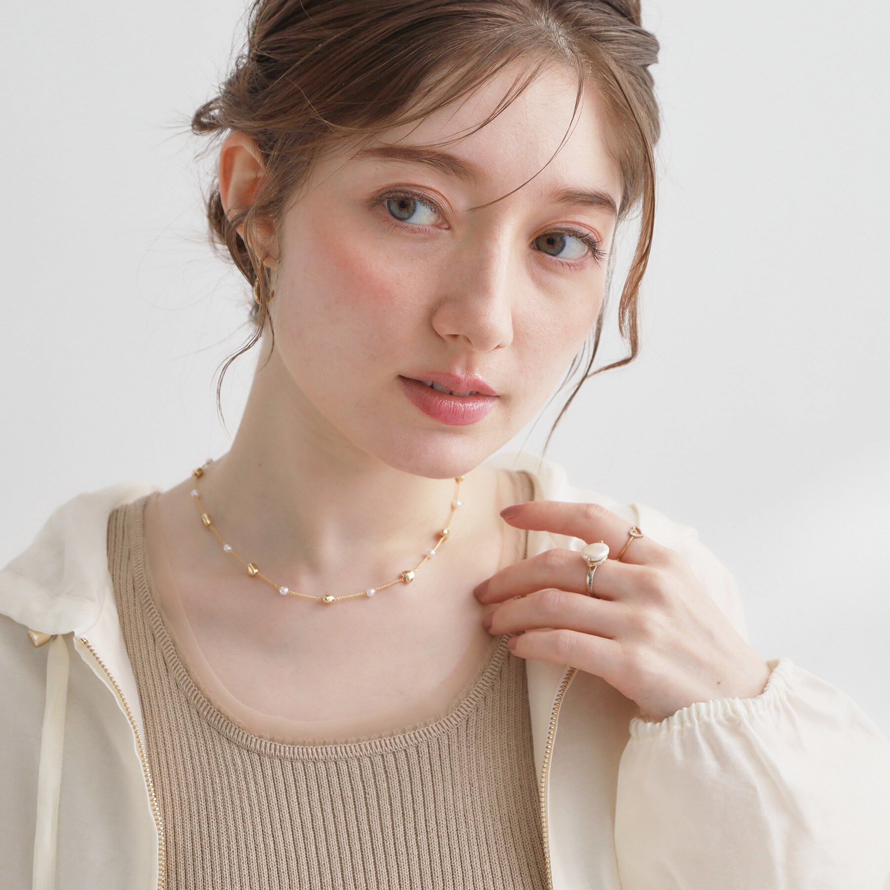 Couture broach「ハートパール調チェーンネックレス」|ネックレス|