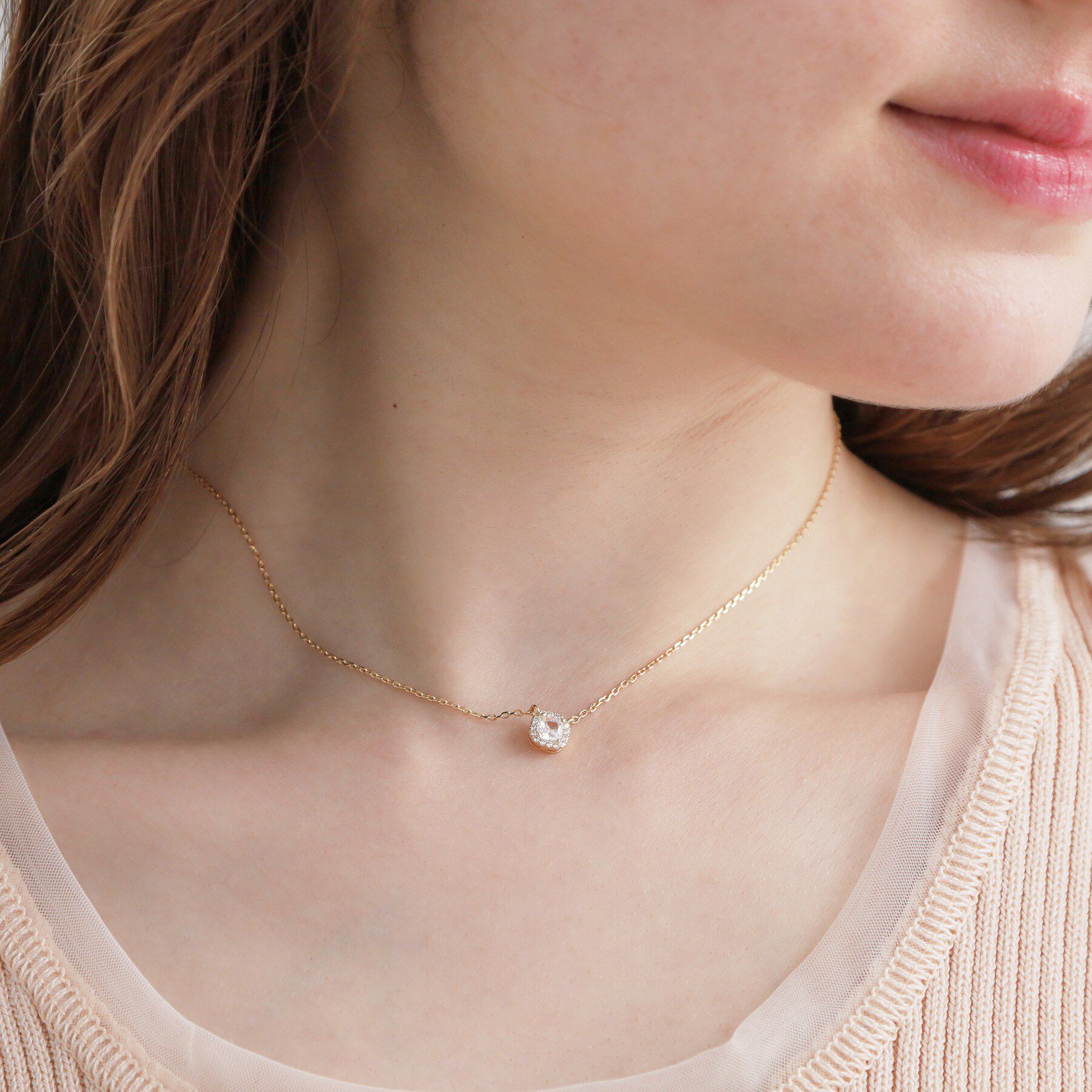 Couture broach「スクエアビジューネックレス」|ネックレス|