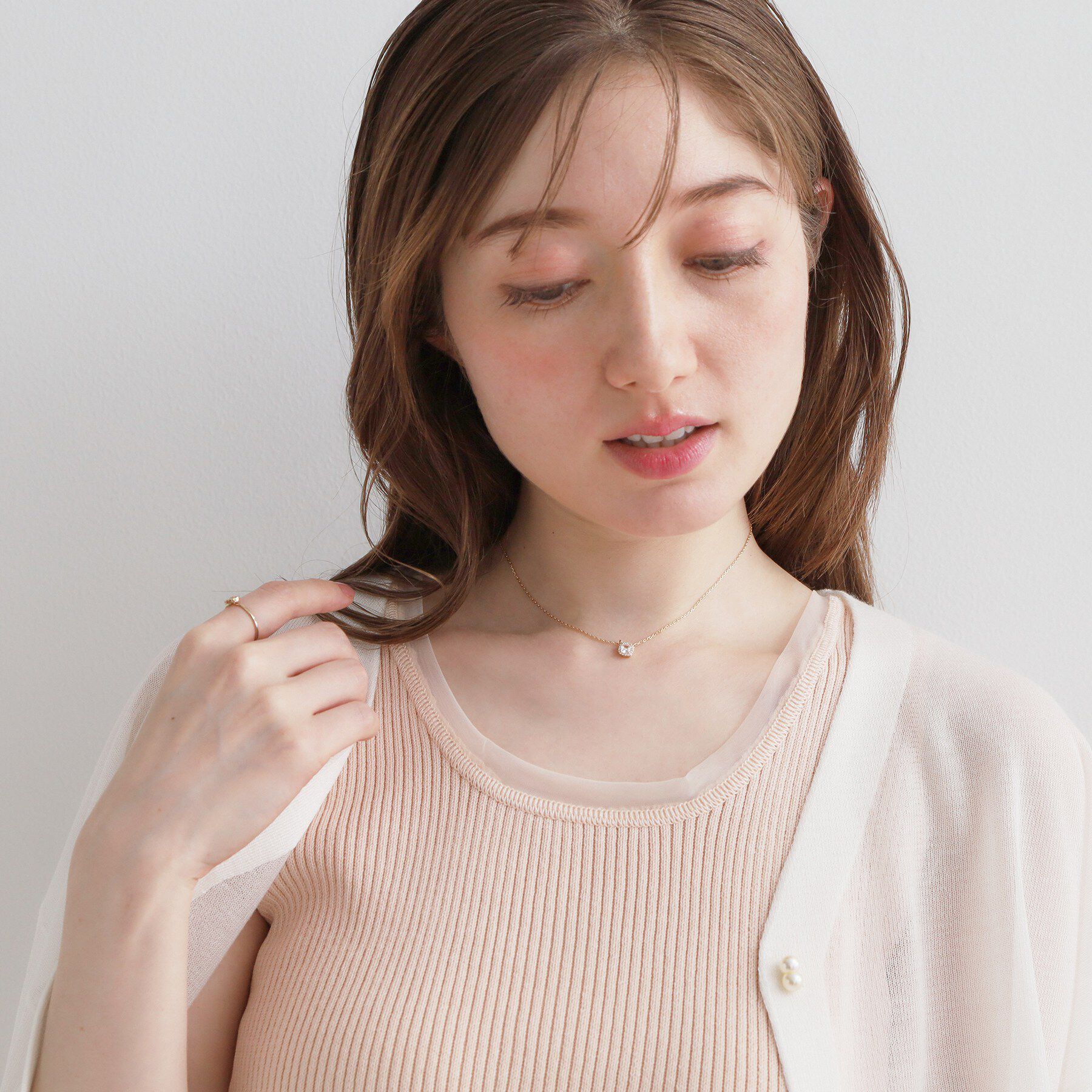 Couture broach「スクエアビジューネックレス」|ネックレス|