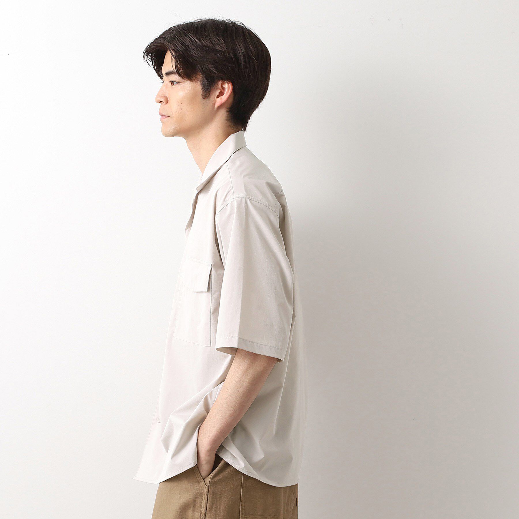 THE SHOP TK「CAVEダブルフラップ半袖シャツ【吸水速乾／ストレッチ／洗濯機OK】」|シャツ・ブラウス|