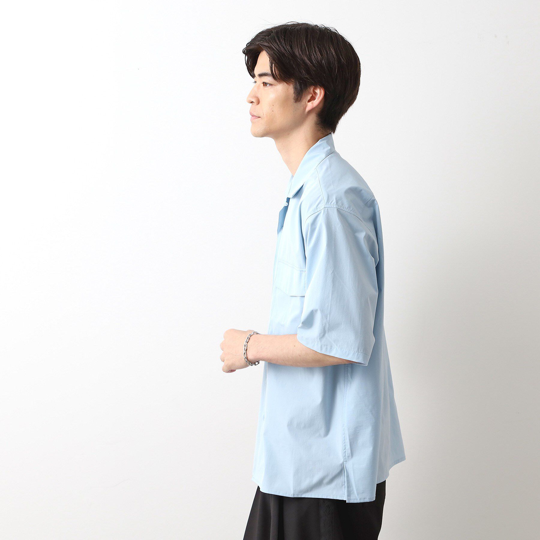 THE SHOP TK「CAVEダブルフラップ半袖シャツ【吸水速乾／ストレッチ／洗濯機OK】」|シャツ・ブラウス|