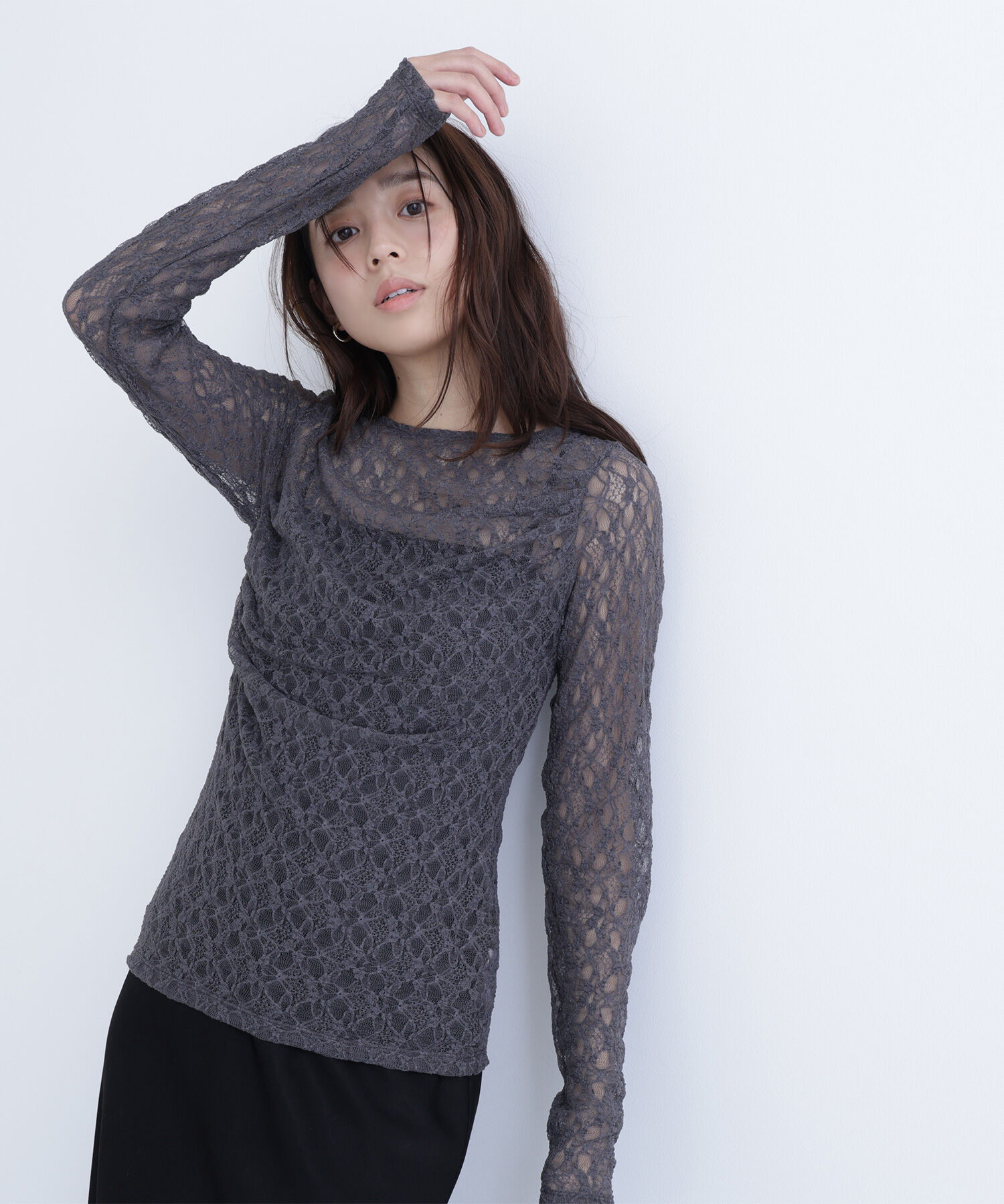  「レースドレープカットソー」|Tシャツ・カットソー|