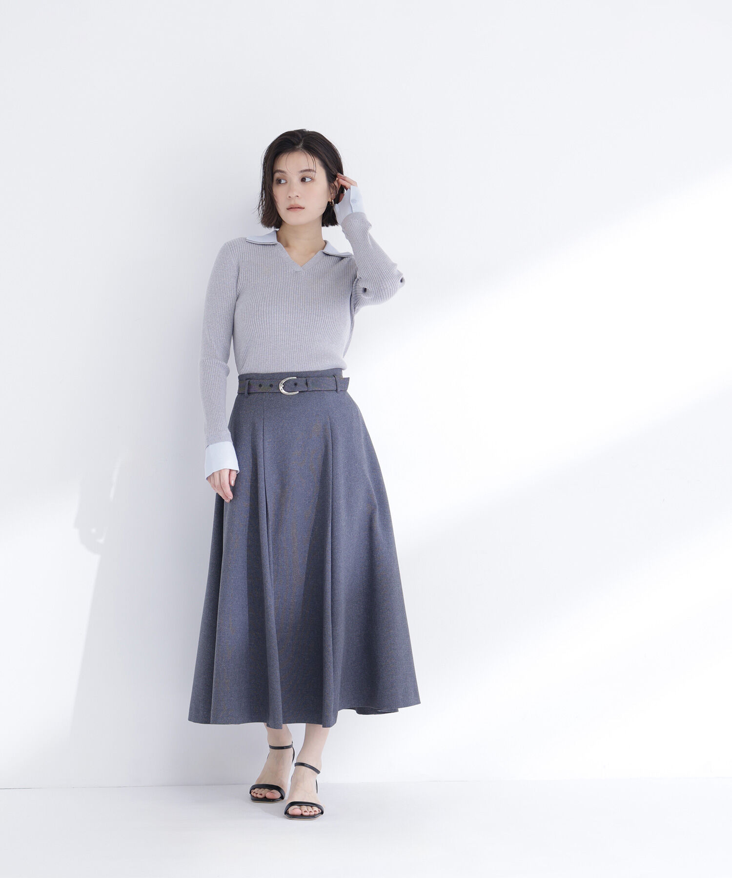  「メタルバックルフレアスカート」|スカート|