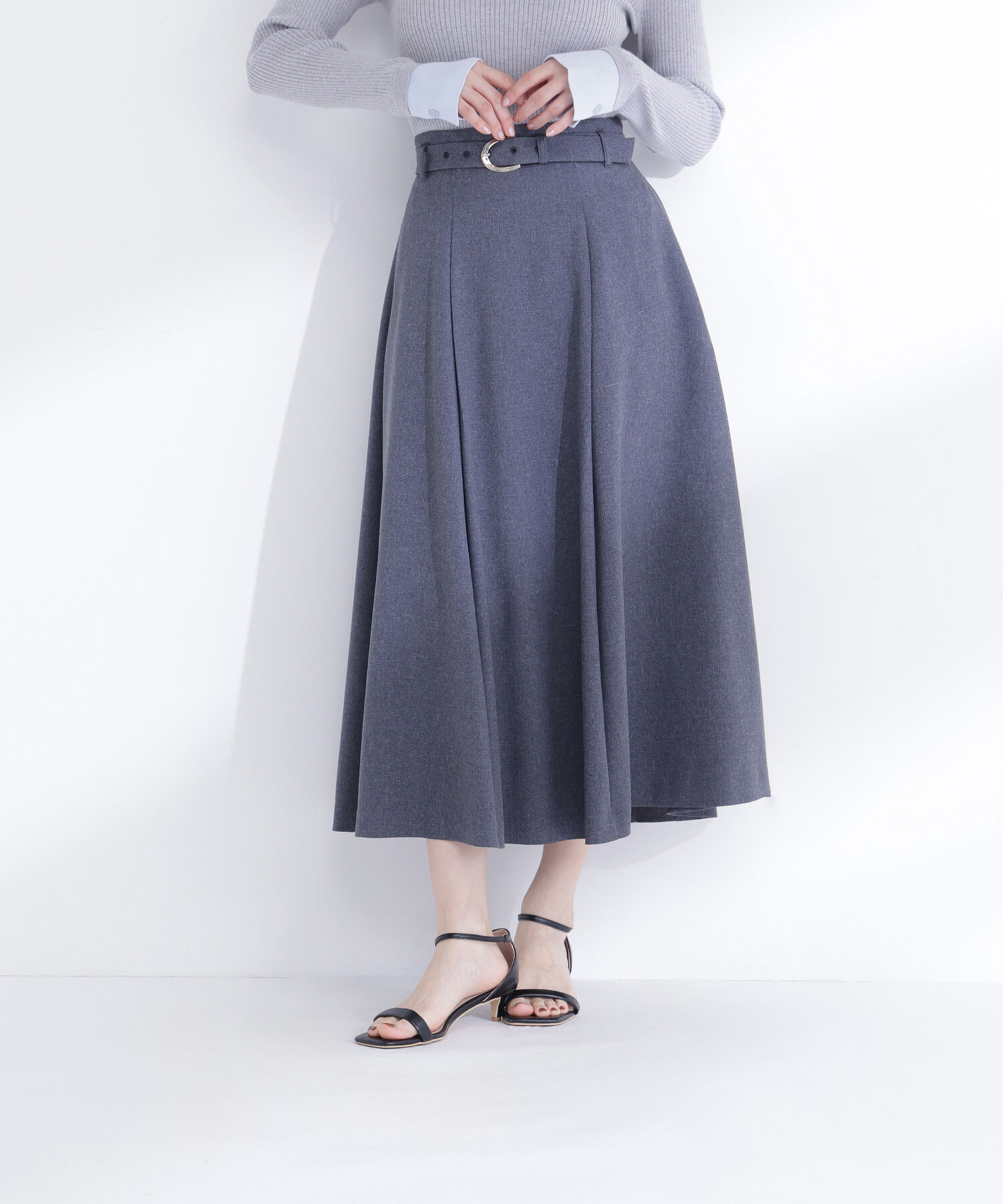  「メタルバックルフレアスカート」|スカート|