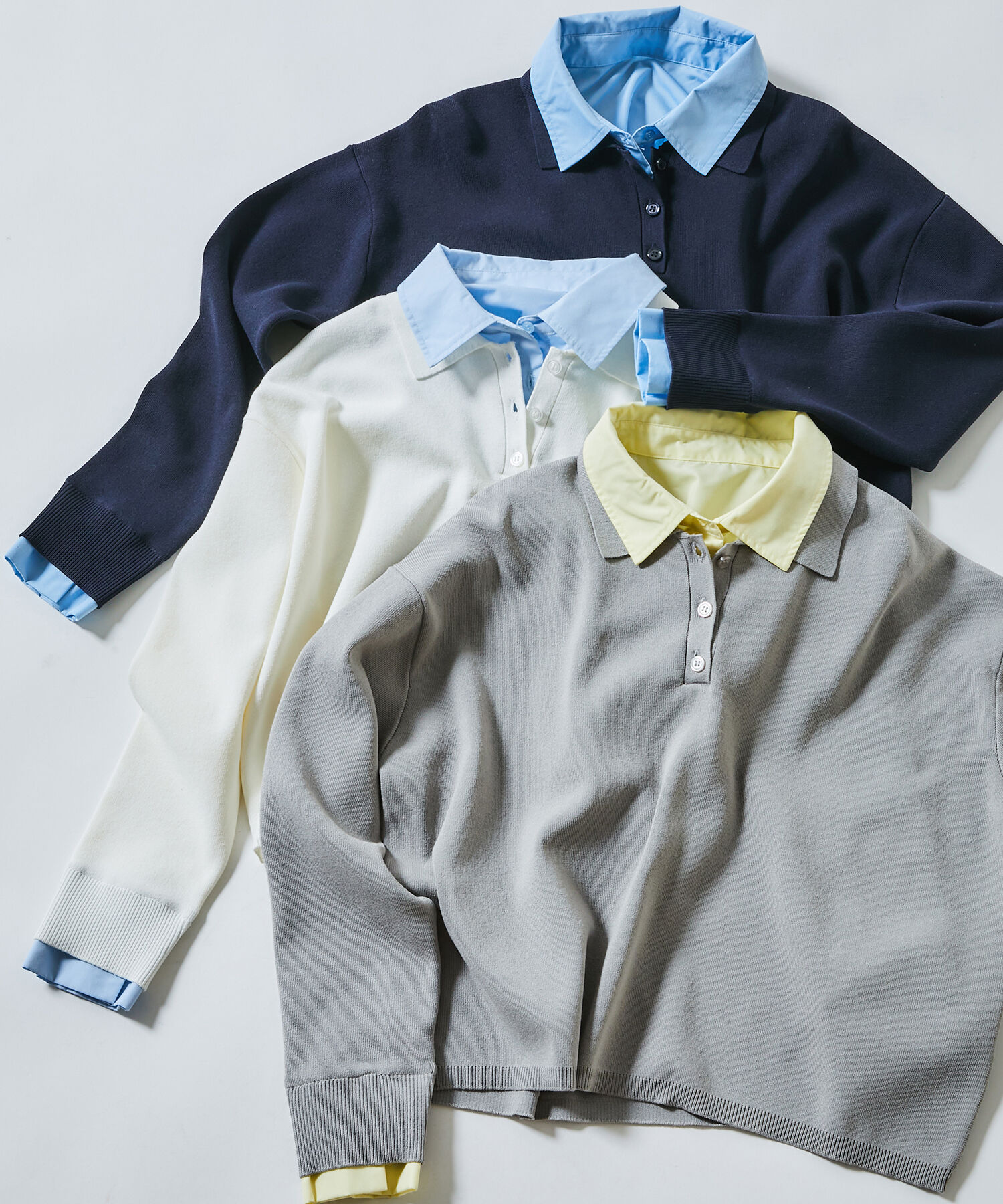  「〈N.〉シャツレイヤードニット」|ニット・セーター|グレー