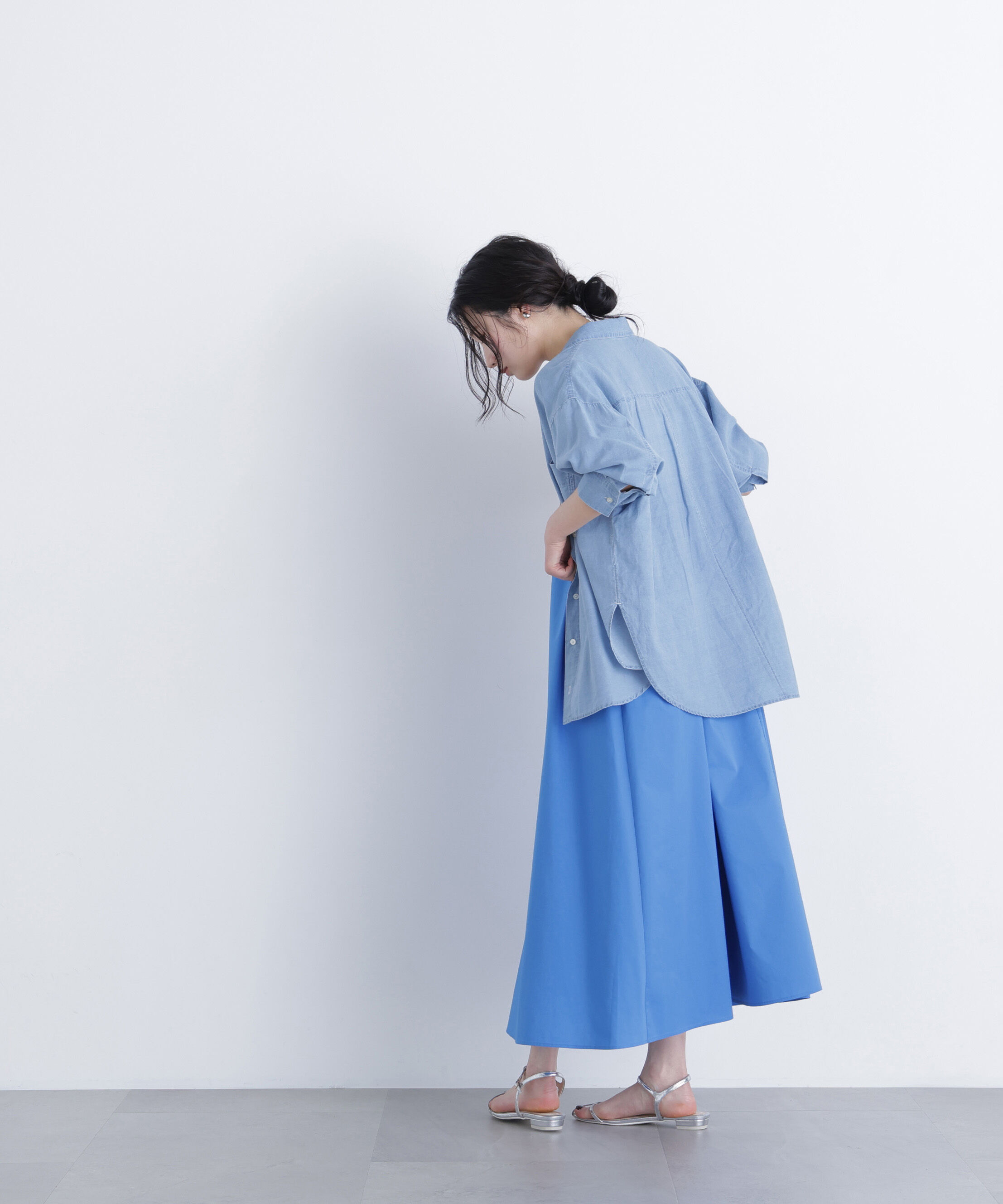  「レース切替コットンブレンドキャミワンピース　　　　　　」|ワンピース|