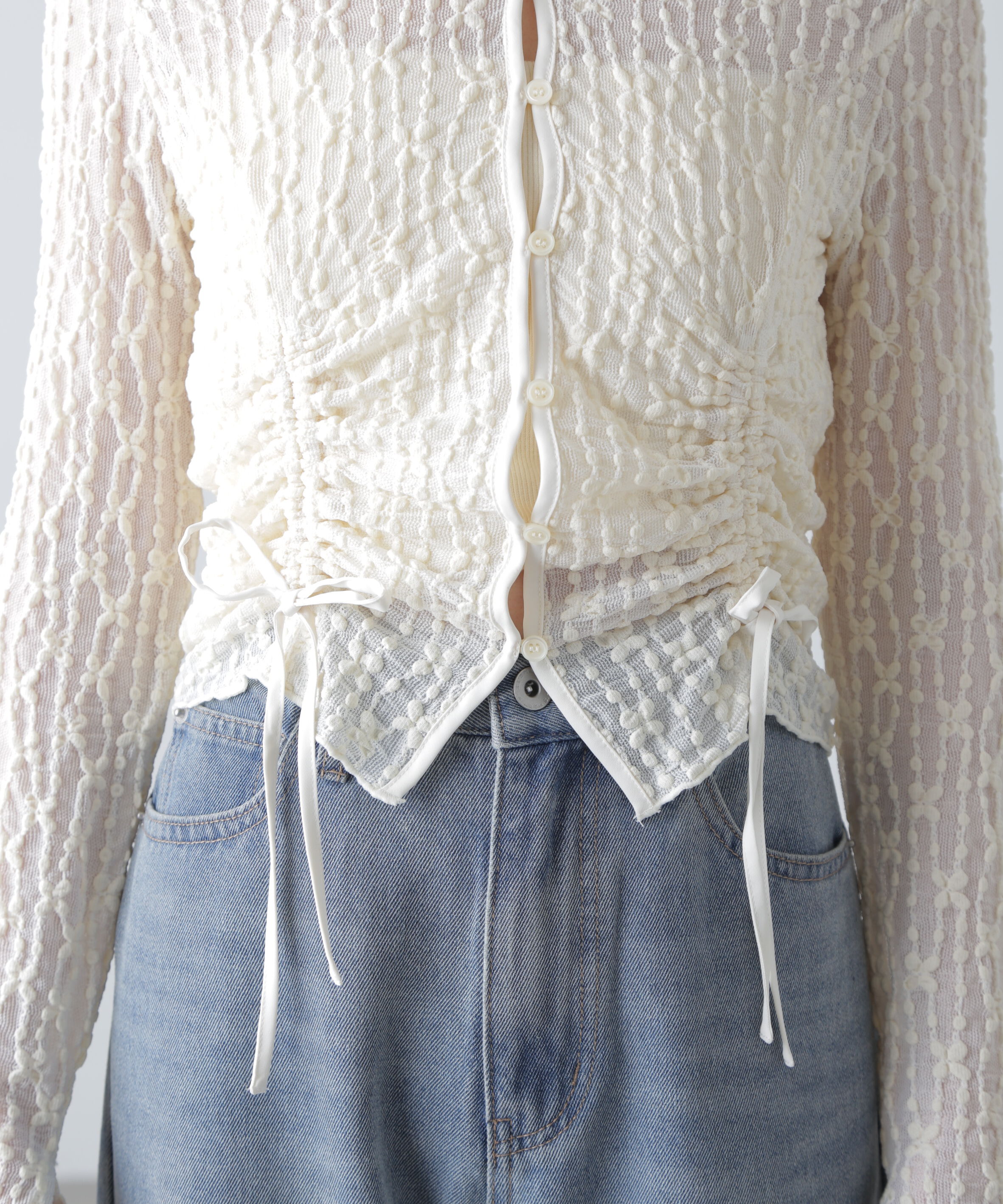  「シアーレースドロストカーディガン」|Tシャツ・カットソー|