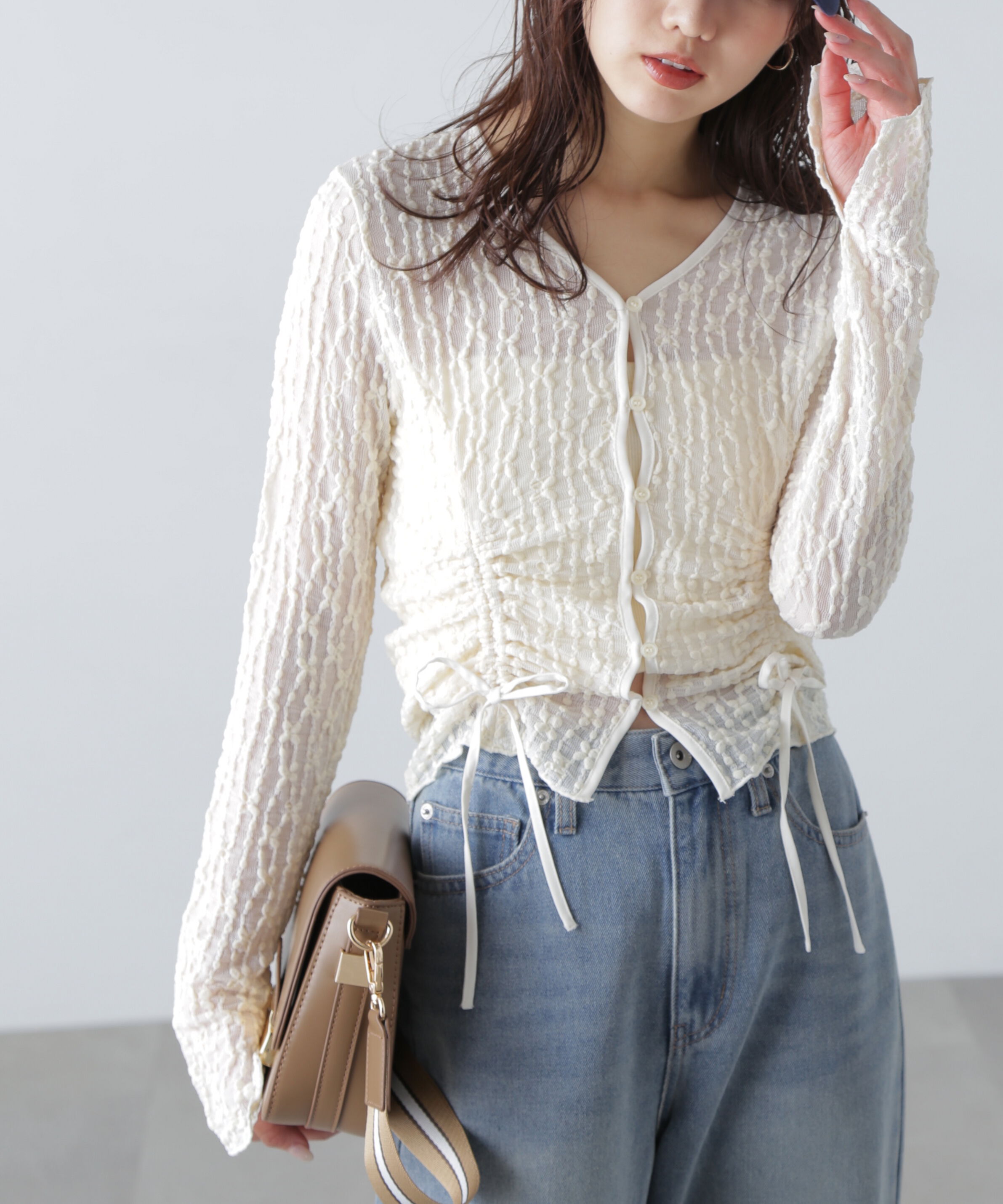  「シアーレースドロストカーディガン」|Tシャツ・カットソー|