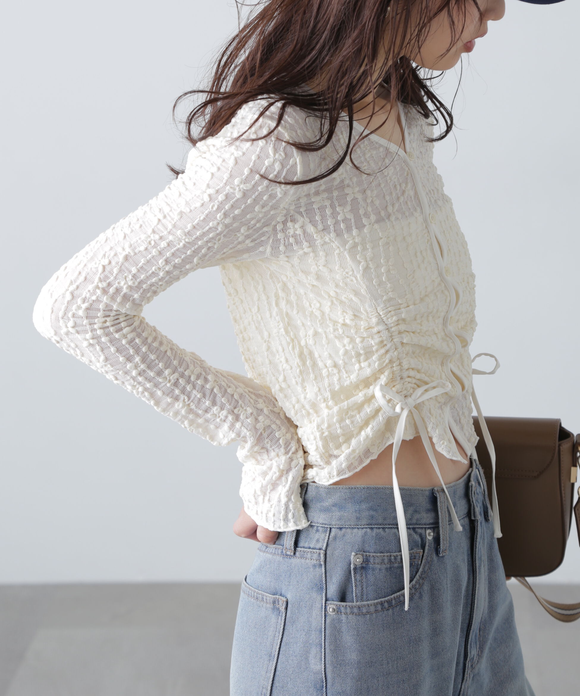  「シアーレースドロストカーディガン」|Tシャツ・カットソー|