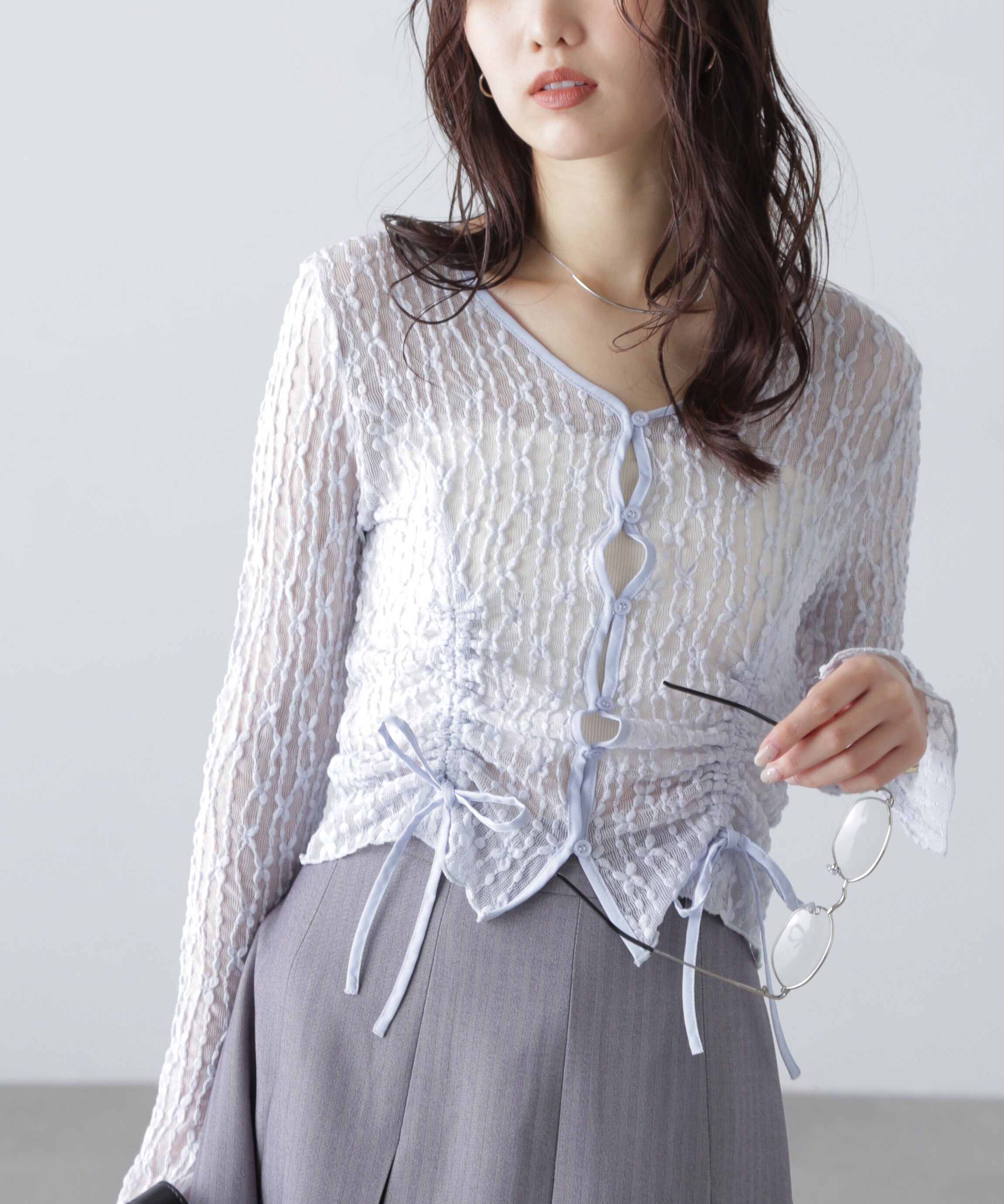  「シアーレースドロストカーディガン」|Tシャツ・カットソー|
