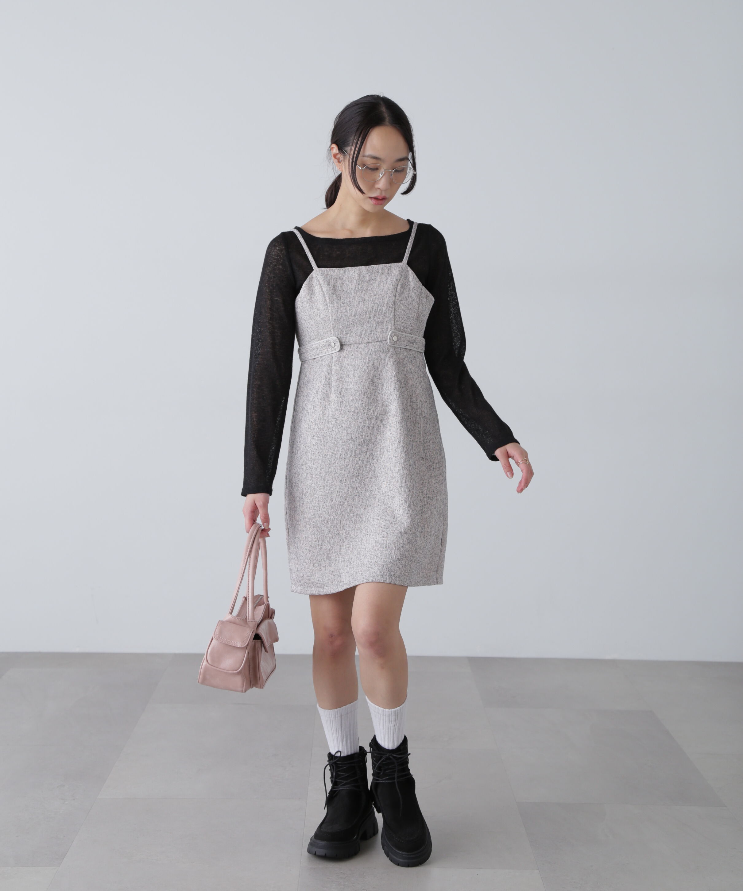  「ツイードライクキャミミニワンピース」|ワンピース|