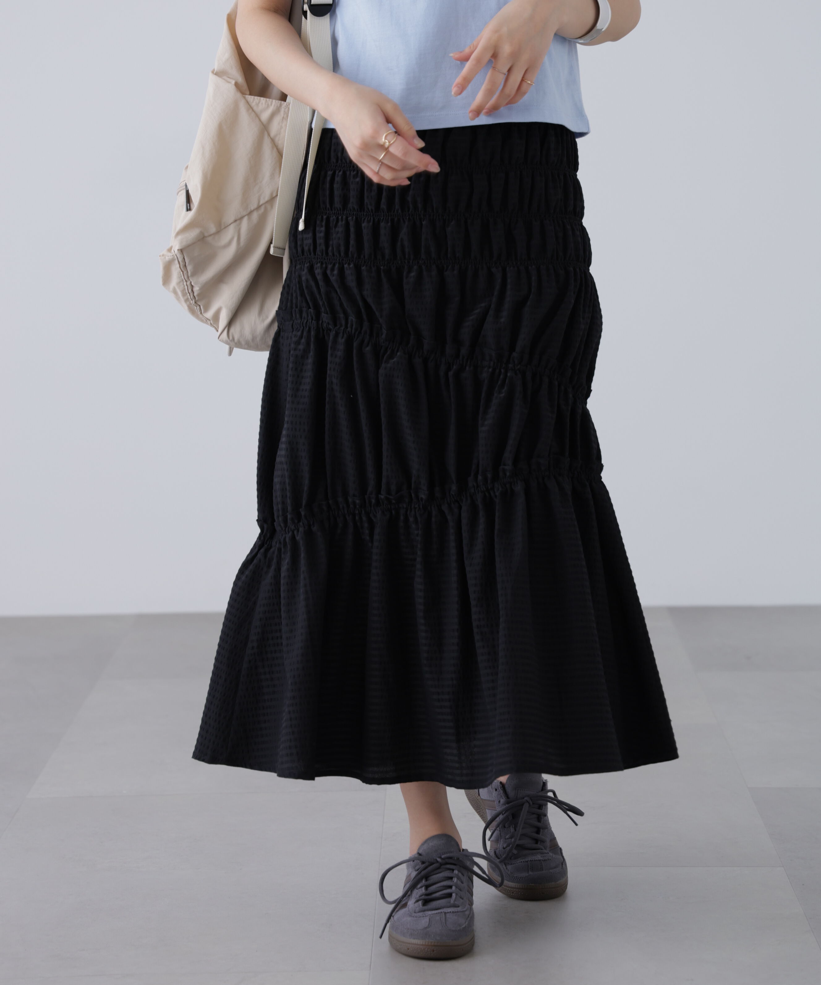  「シアーボーダーシャーリングスカート」|スカート|
