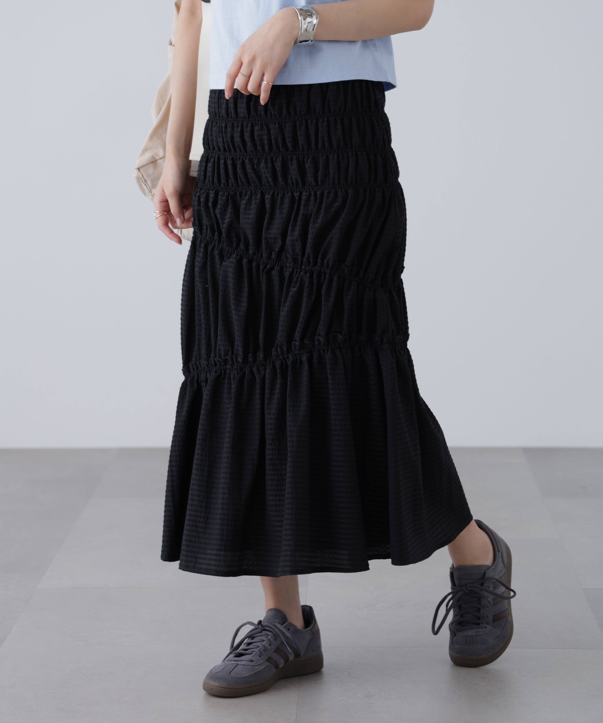  「シアーボーダーシャーリングスカート」|スカート|