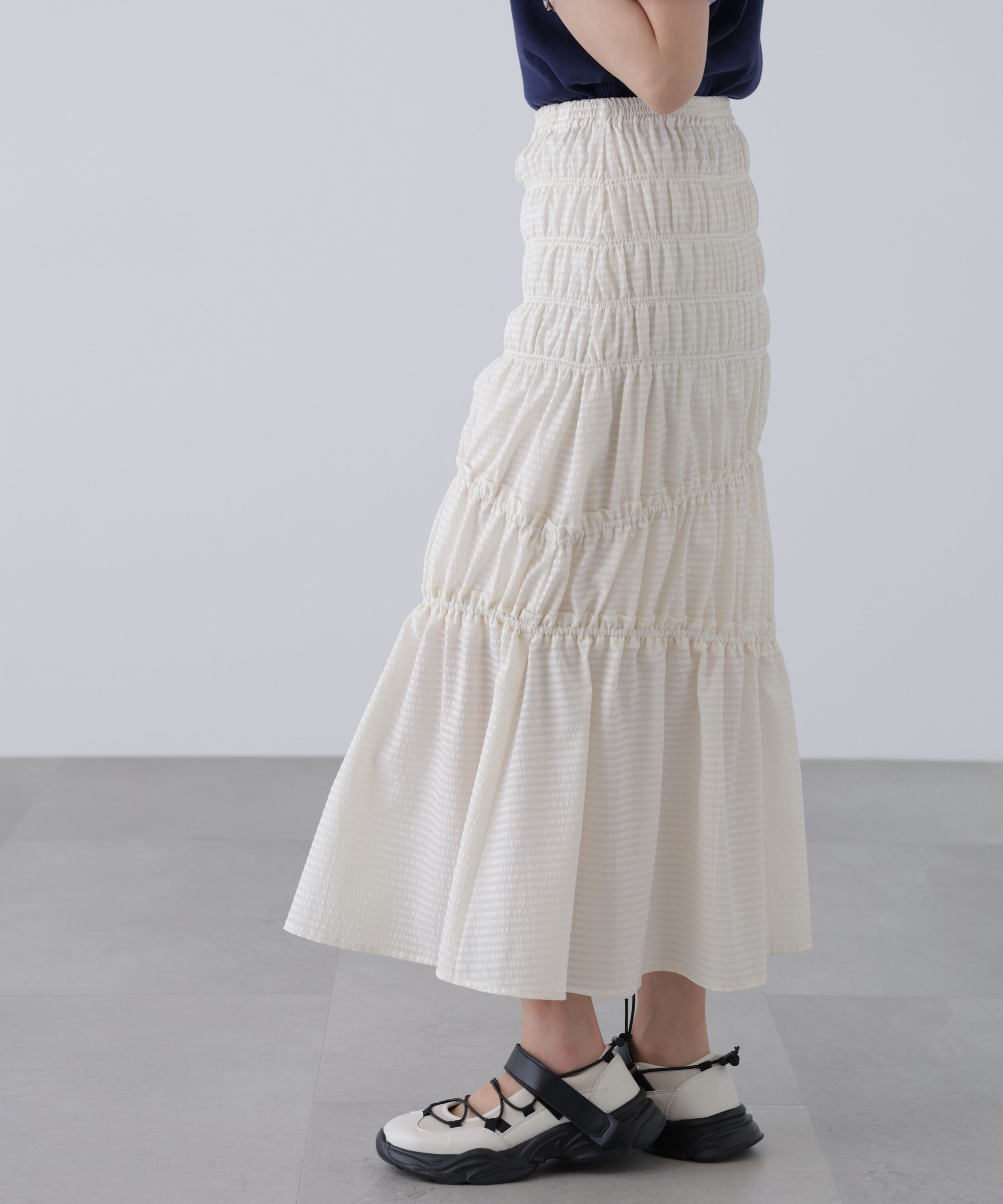  「シアーボーダーシャーリングスカート」|スカート|