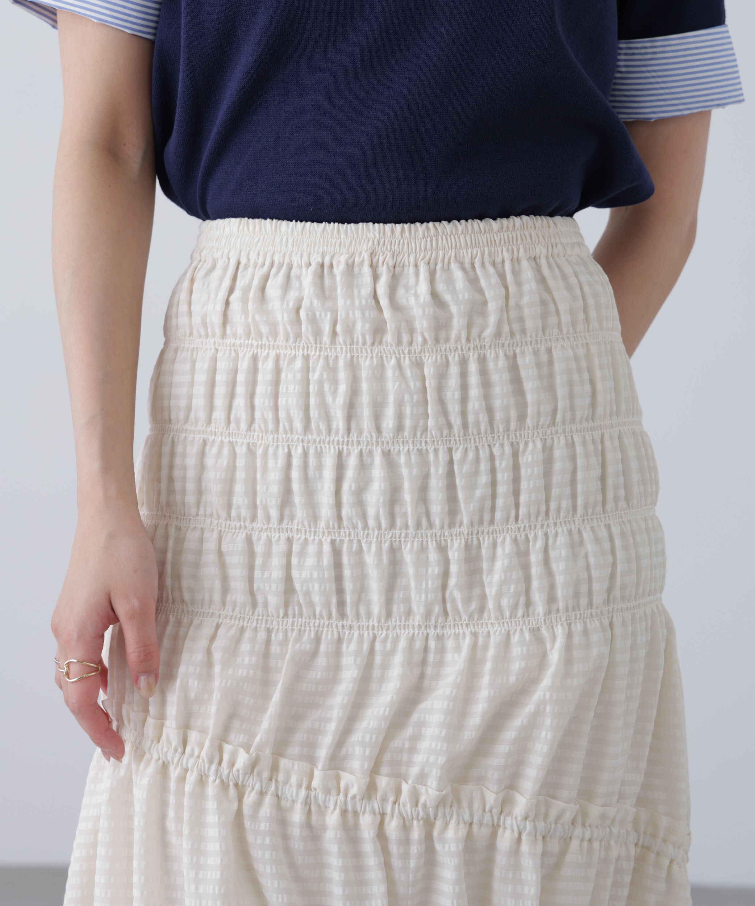  「シアーボーダーシャーリングスカート」|スカート|