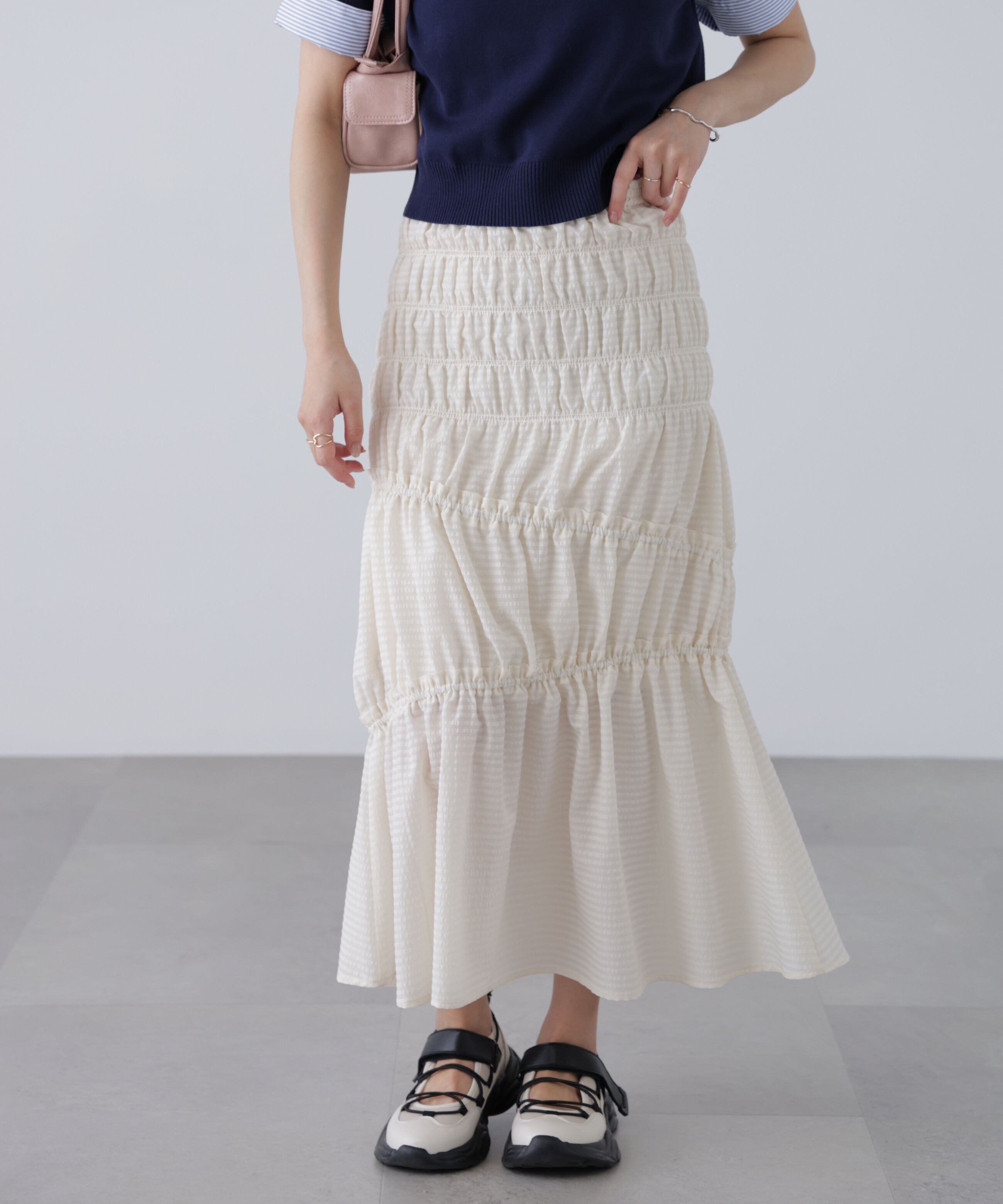  「シアーボーダーシャーリングスカート」|スカート|