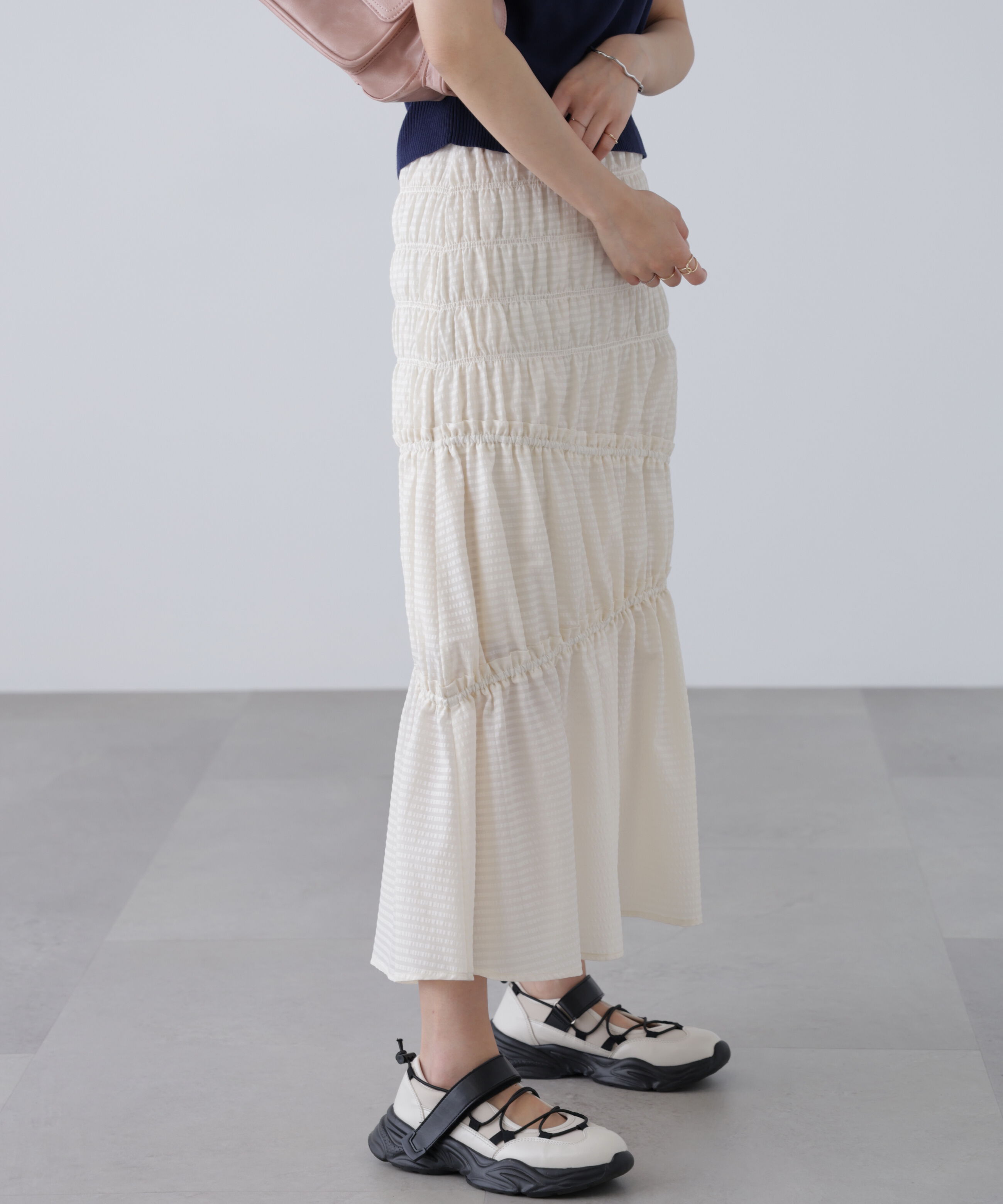  「シアーボーダーシャーリングスカート」|スカート|