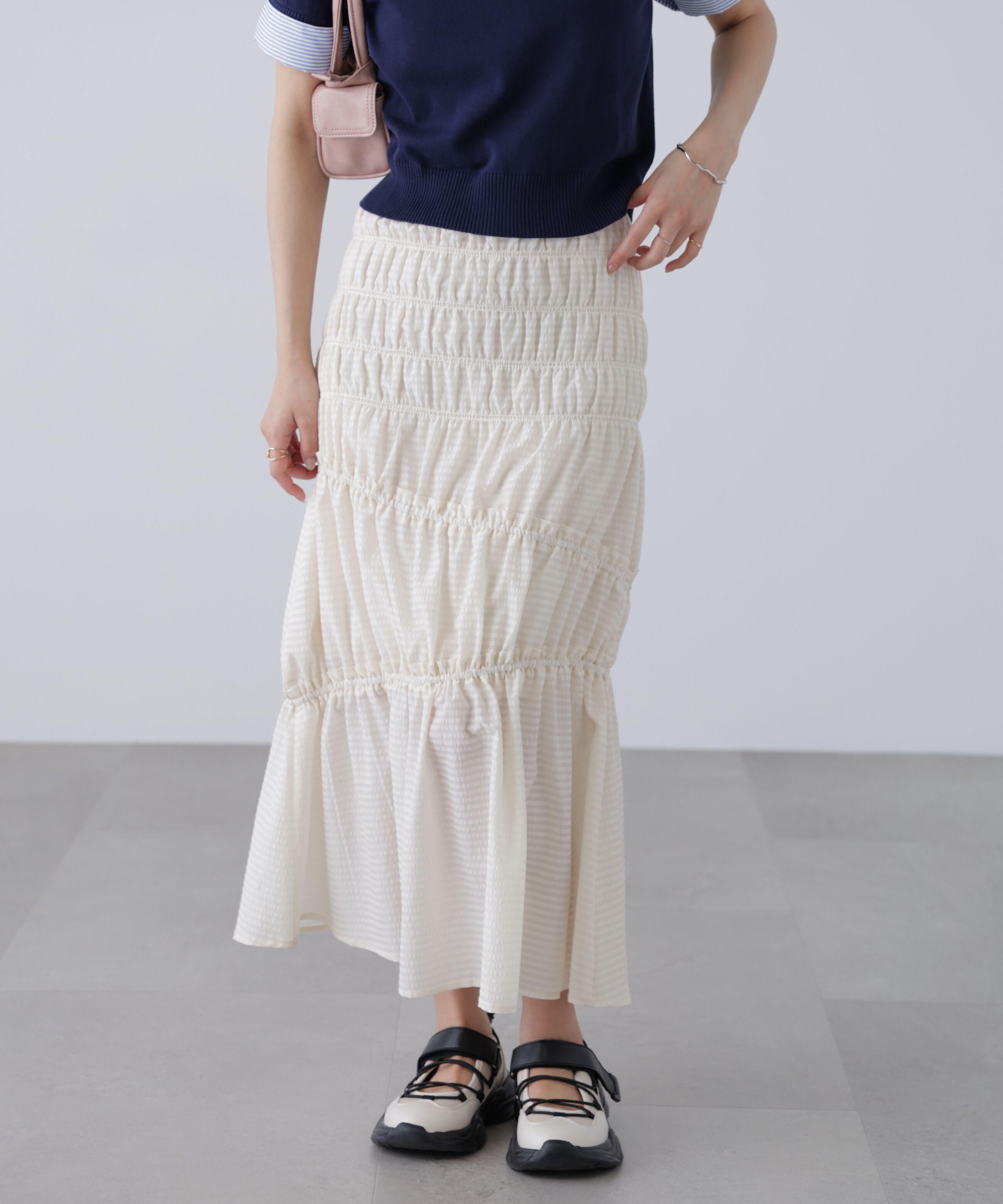  「シアーボーダーシャーリングスカート」|スカート|