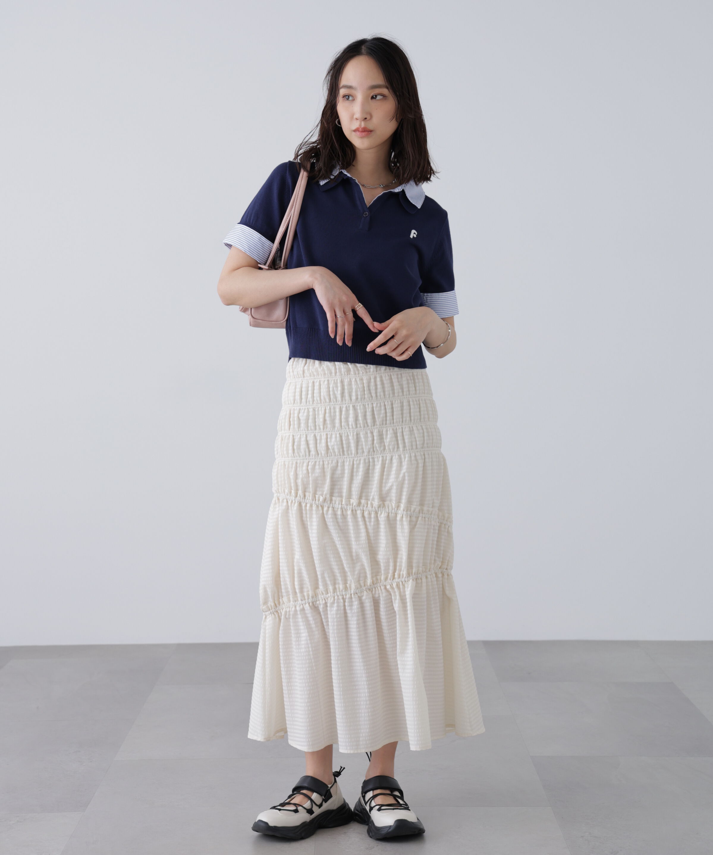  「シアーボーダーシャーリングスカート」|スカート|