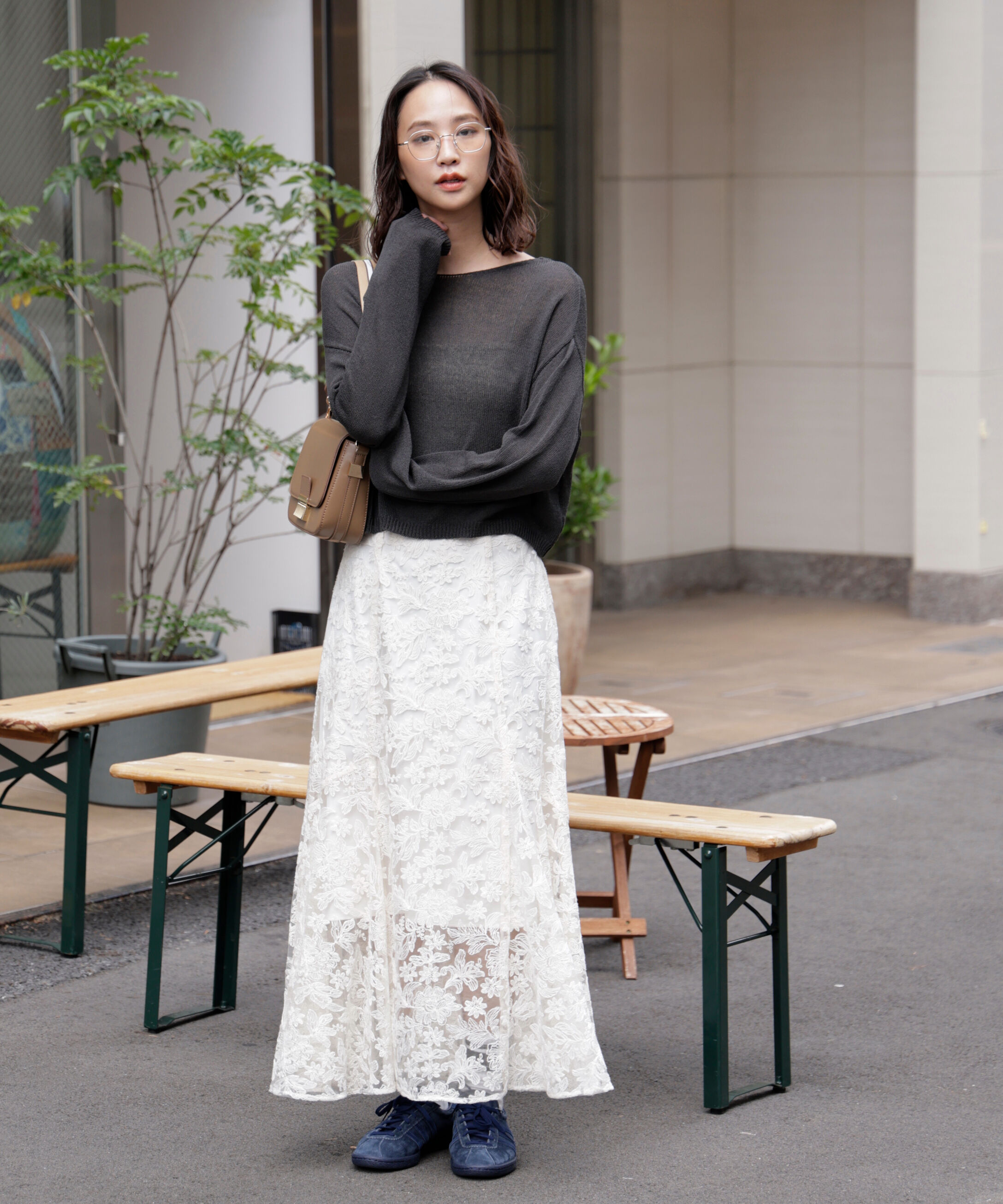  「透かしあみ天竺短丈ニット」|ニット・セーター|