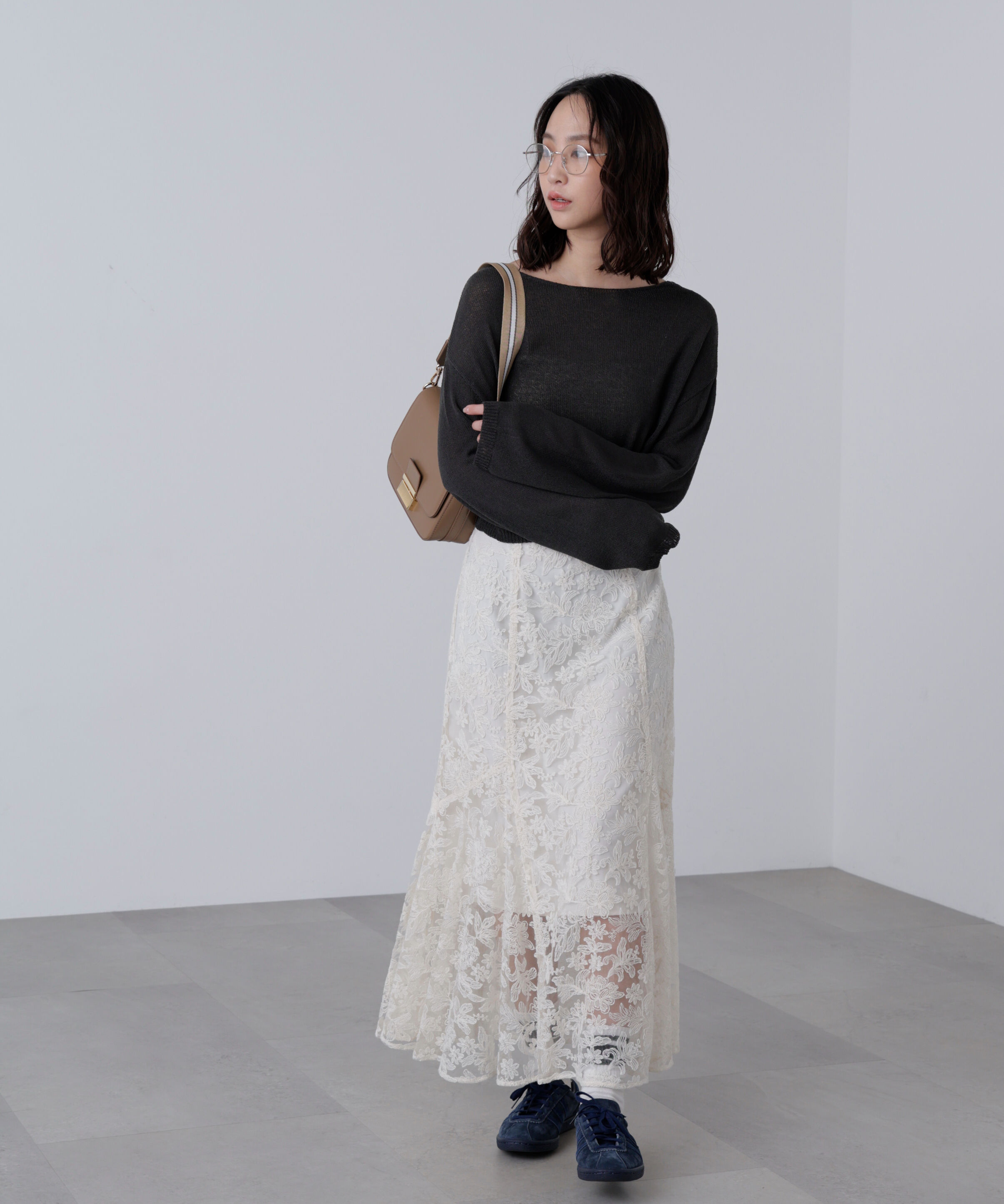  「透かしあみ天竺短丈ニット」|ニット・セーター|