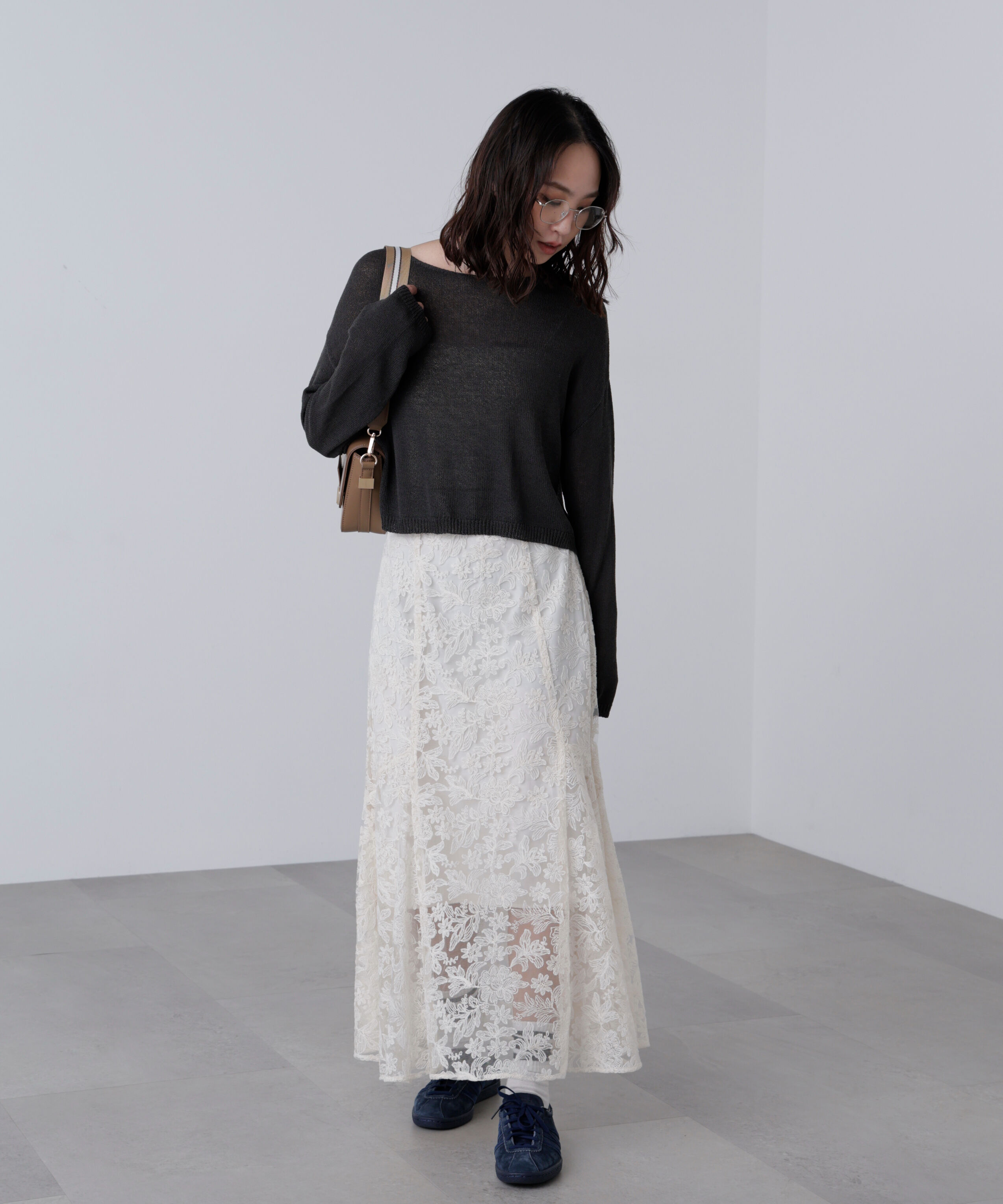  「透かしあみ天竺短丈ニット」|ニット・セーター|