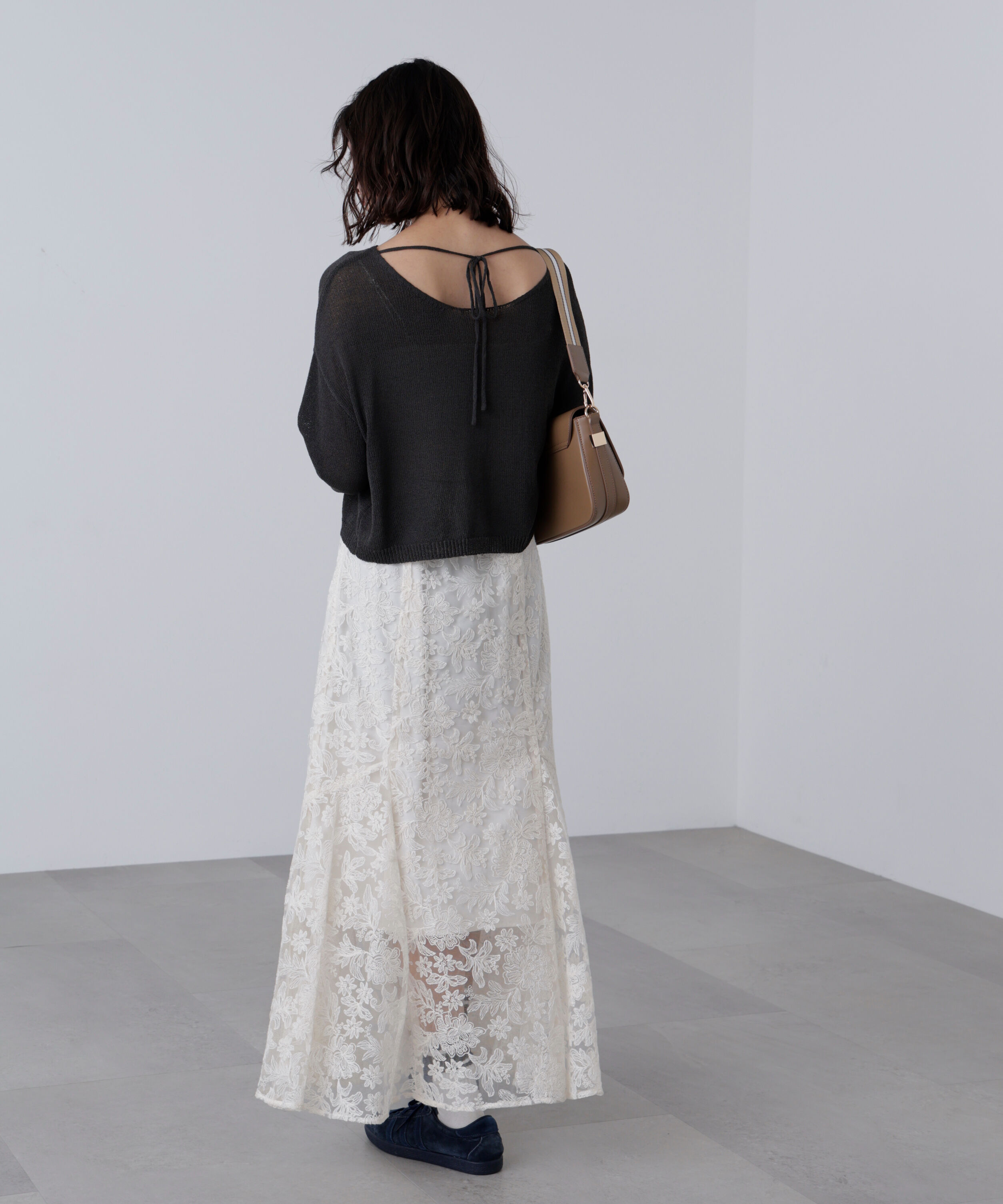  「透かしあみ天竺短丈ニット」|ニット・セーター|