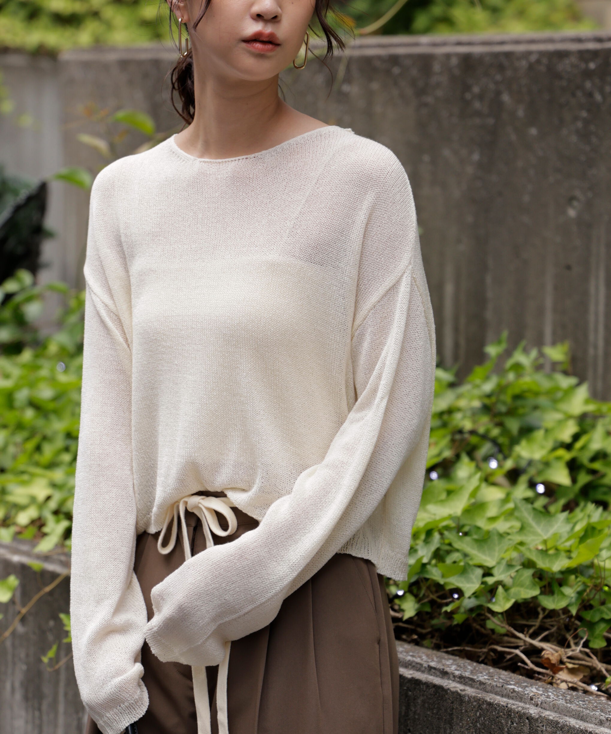  「透かしあみ天竺短丈ニット」|ニット・セーター|