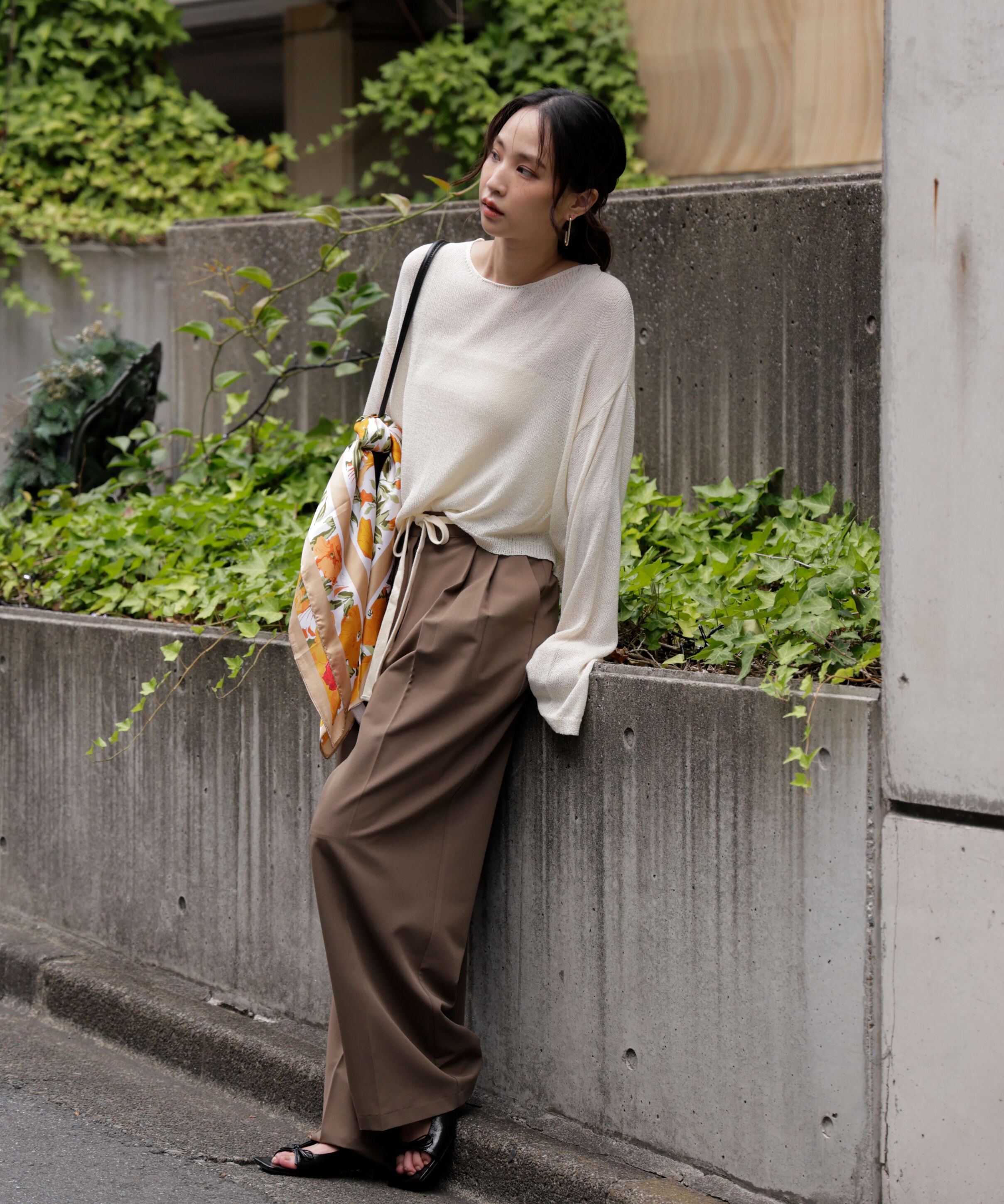  「透かしあみ天竺短丈ニット」|ニット・セーター|