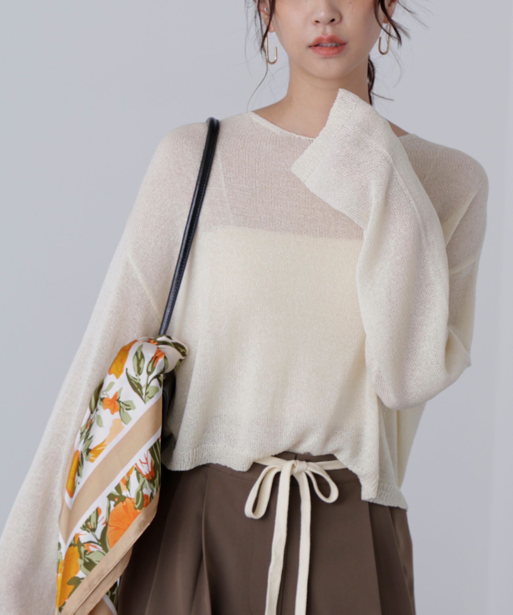  「透かしあみ天竺短丈ニット」|ニット・セーター|