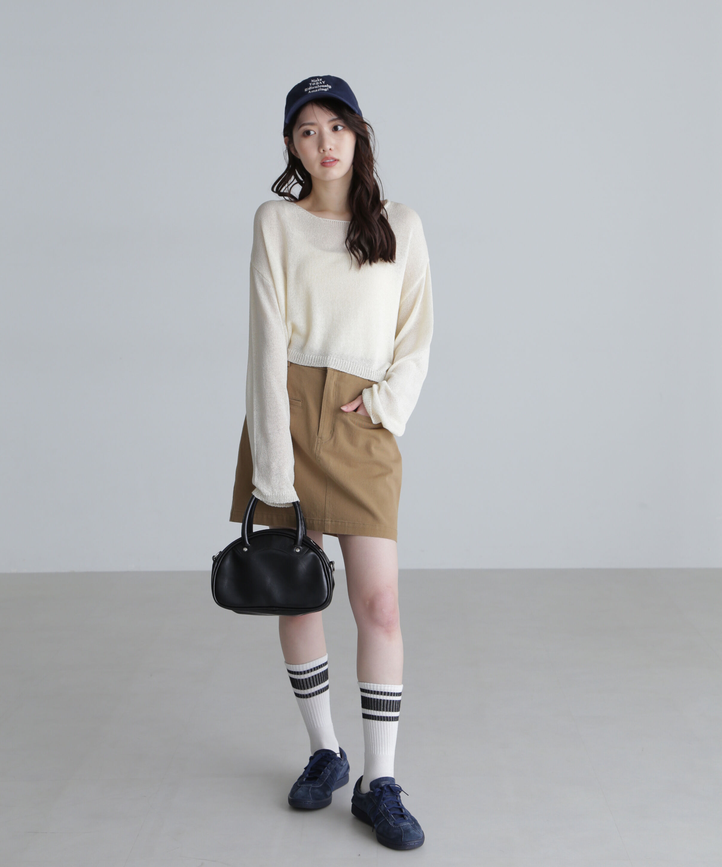  「透かしあみ天竺短丈ニット」|ニット・セーター|