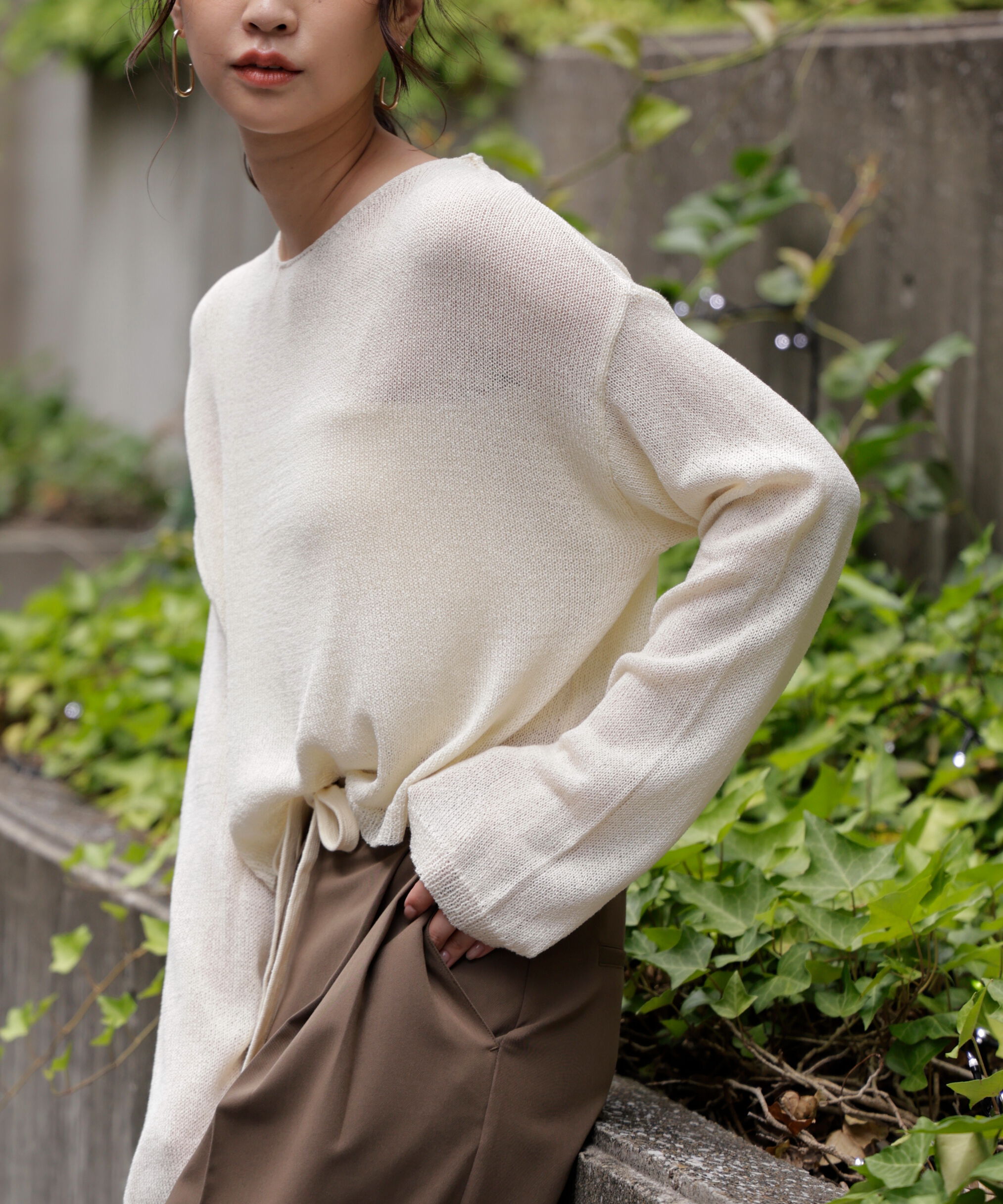  「透かしあみ天竺短丈ニット」|ニット・セーター|