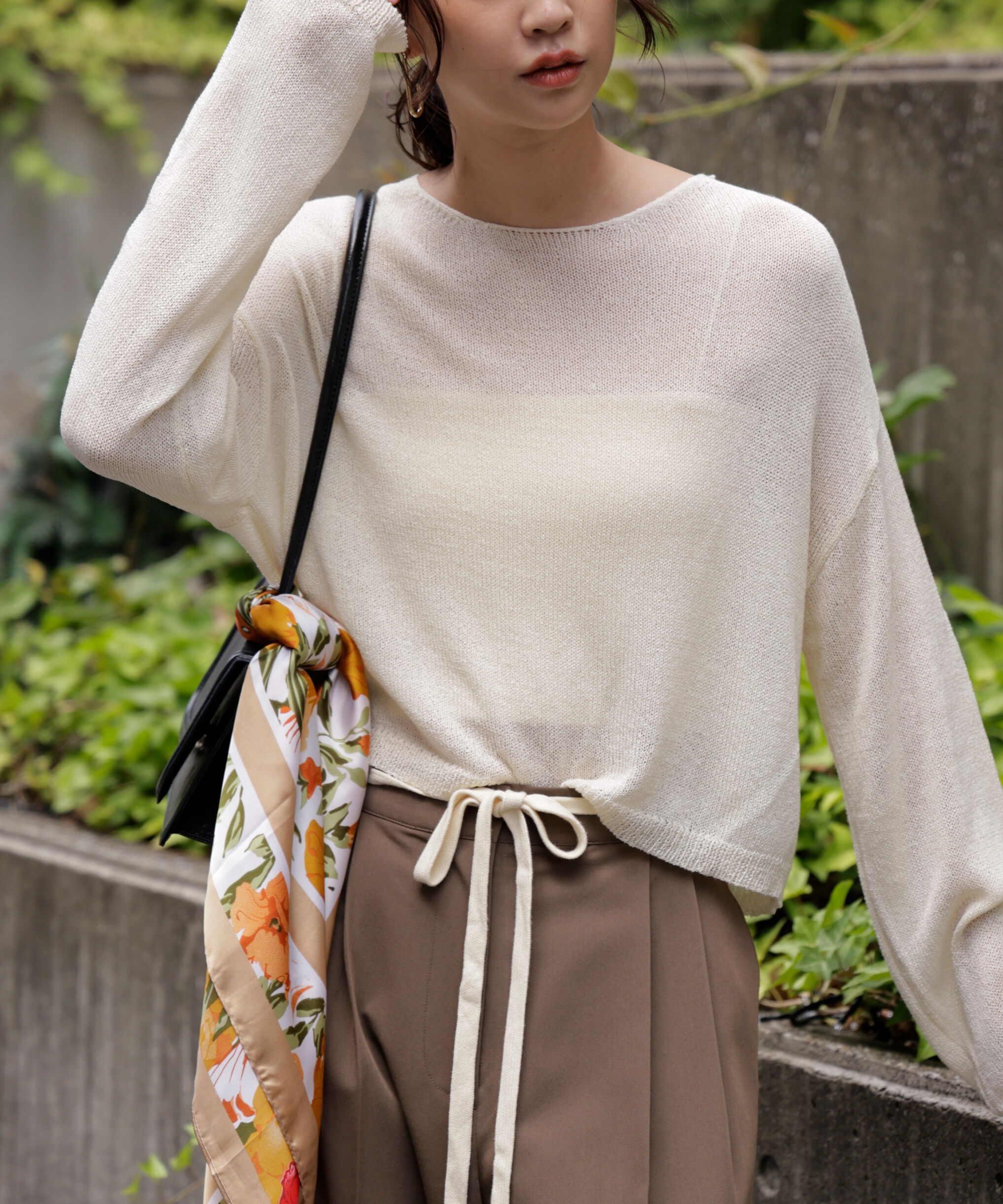  「透かしあみ天竺短丈ニット」|ニット・セーター|