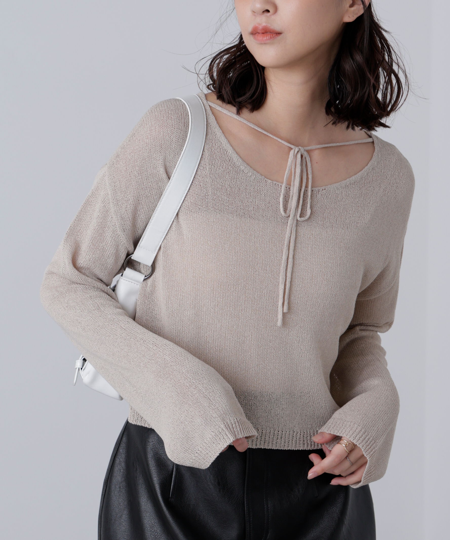  「透かしあみ天竺短丈ニット」|ニット・セーター|