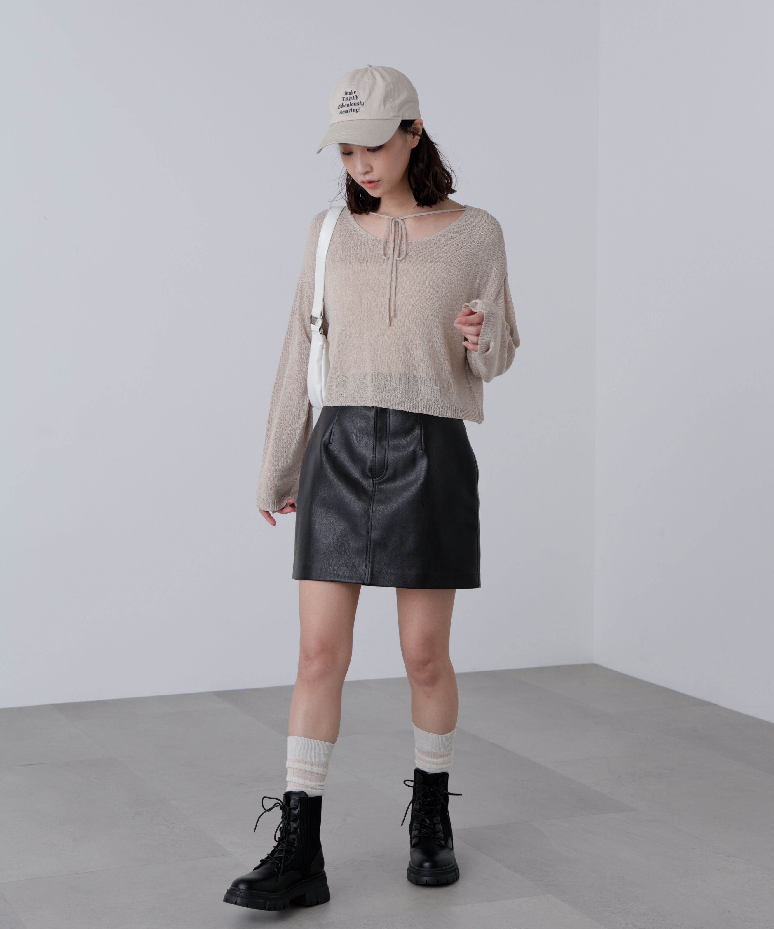  「透かしあみ天竺短丈ニット」|ニット・セーター|