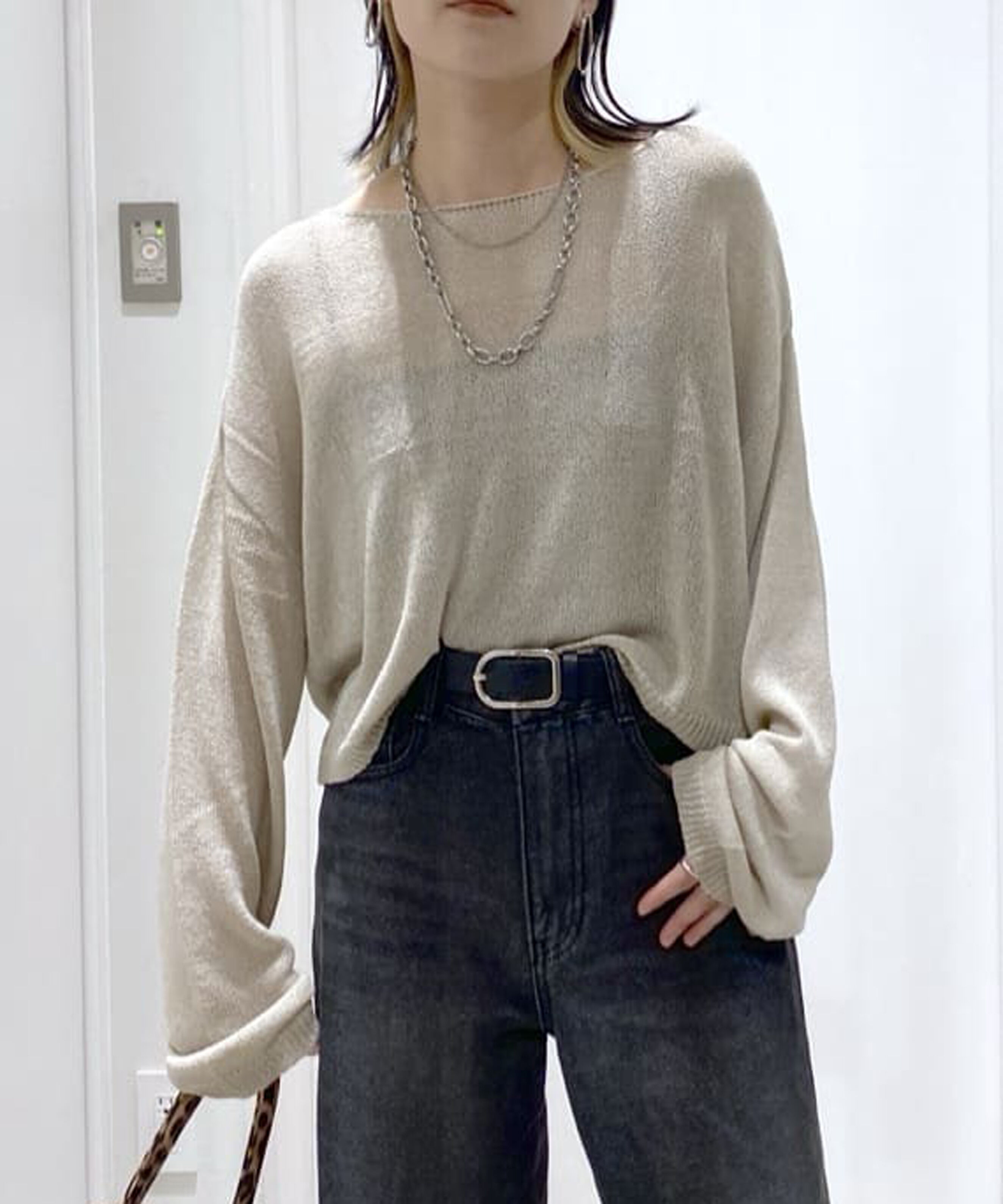  「透かしあみ天竺短丈ニット」|ニット・セーター|