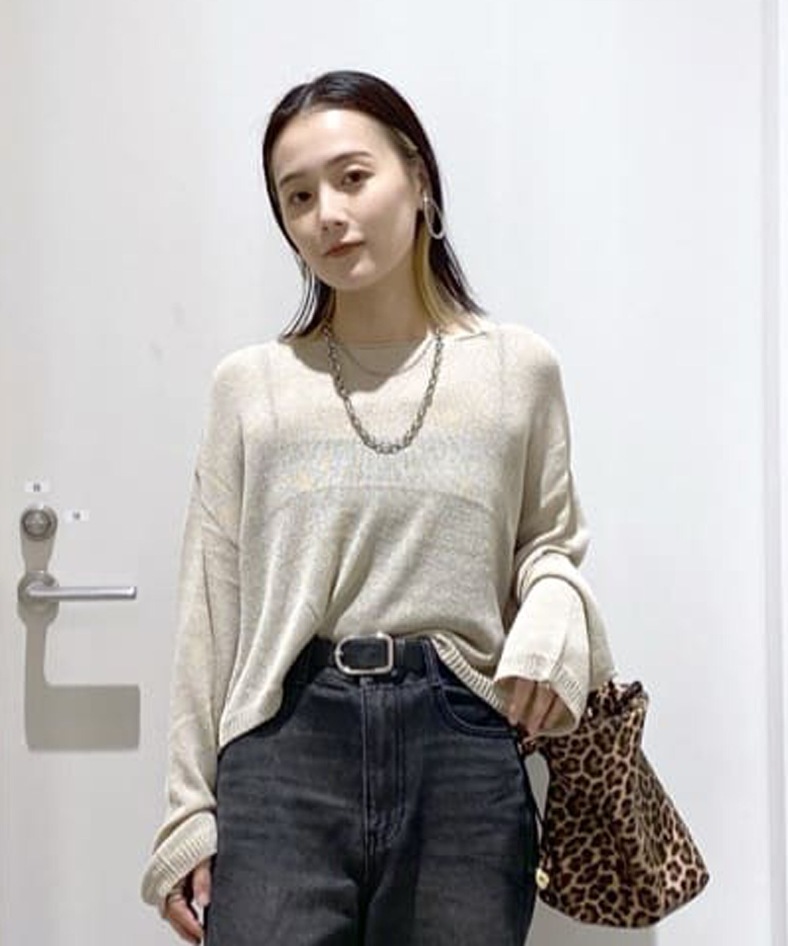  「透かしあみ天竺短丈ニット」|ニット・セーター|