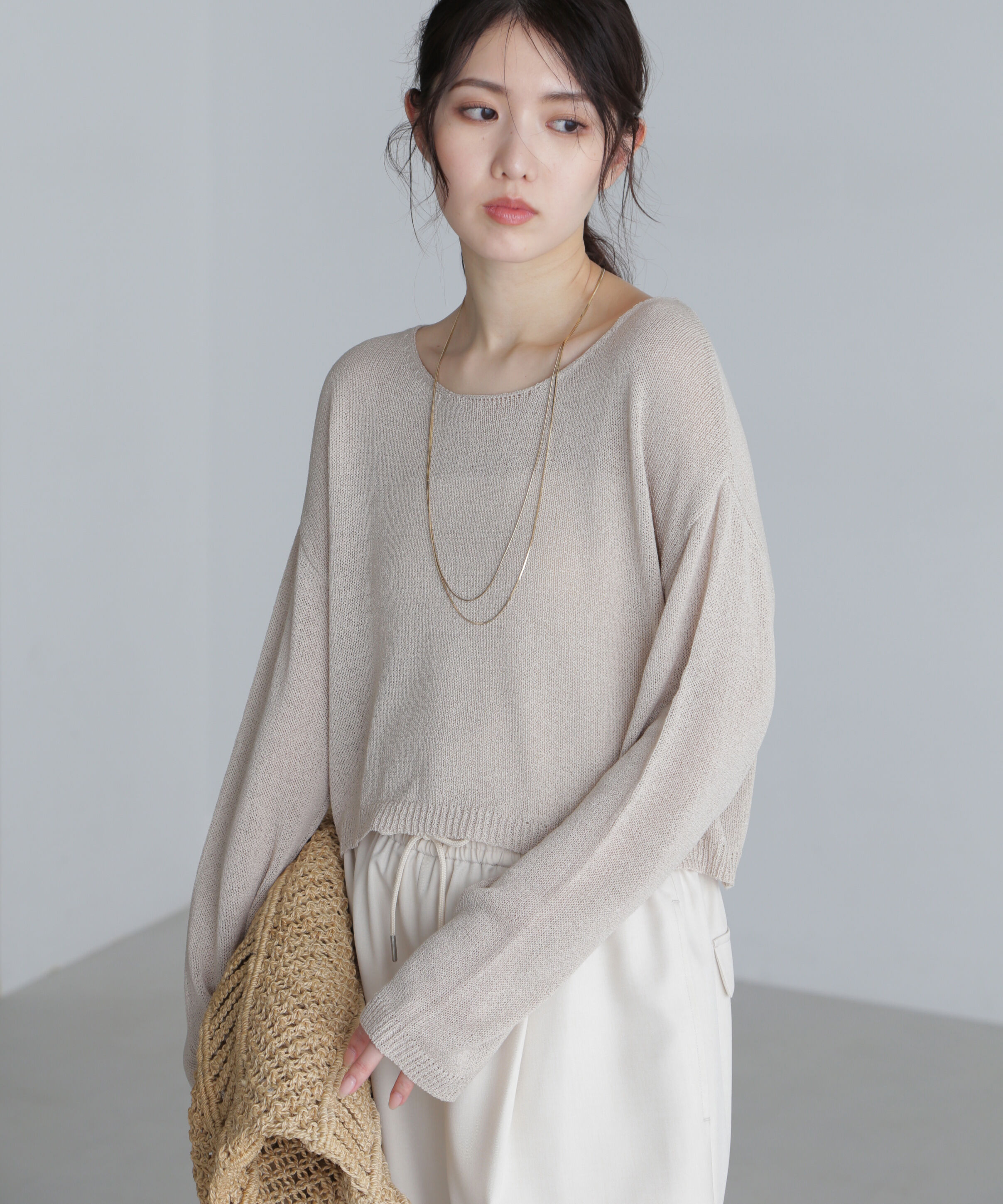  「透かしあみ天竺短丈ニット」|ニット・セーター|