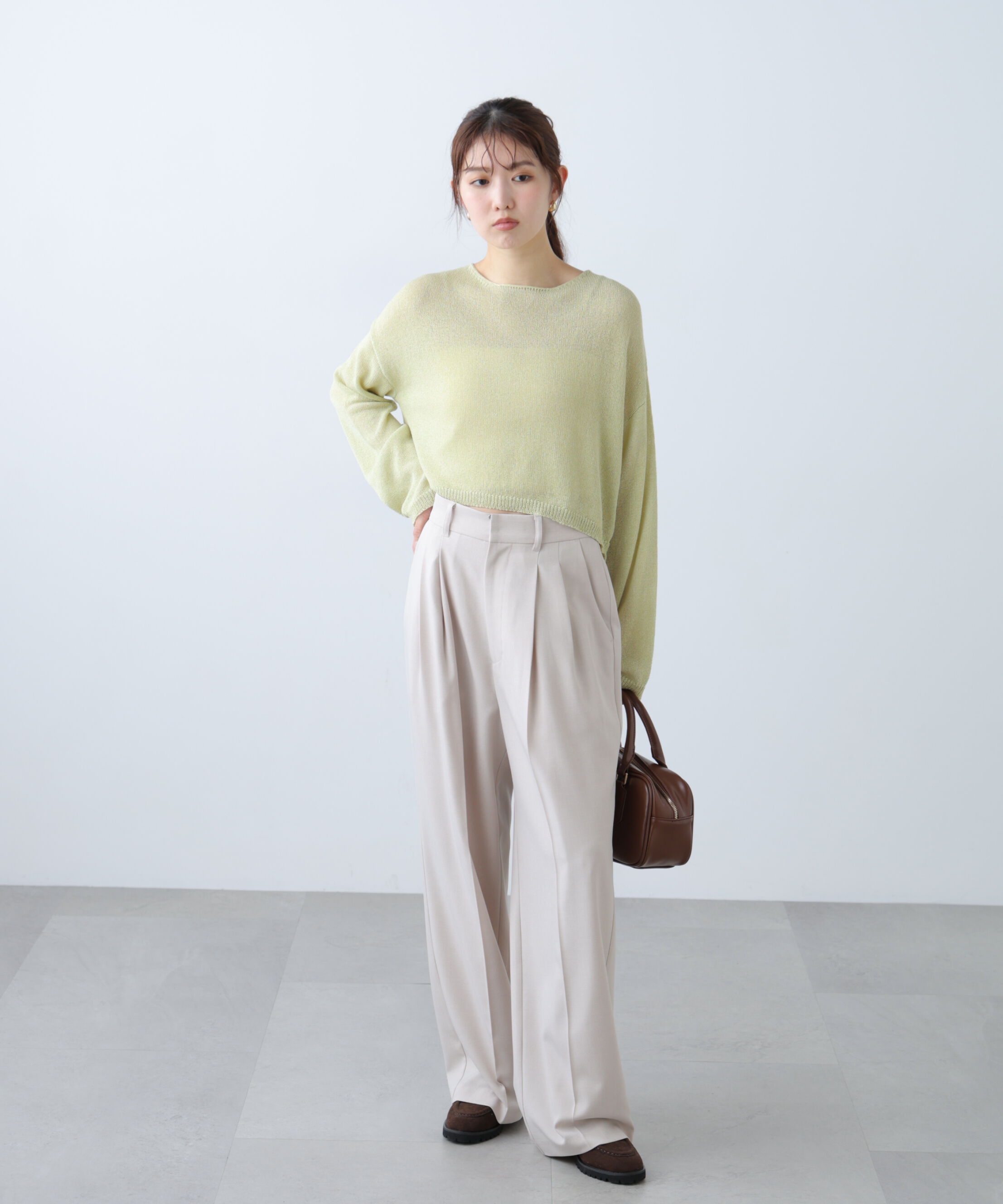  「透かしあみ天竺短丈ニット」|ニット・セーター|