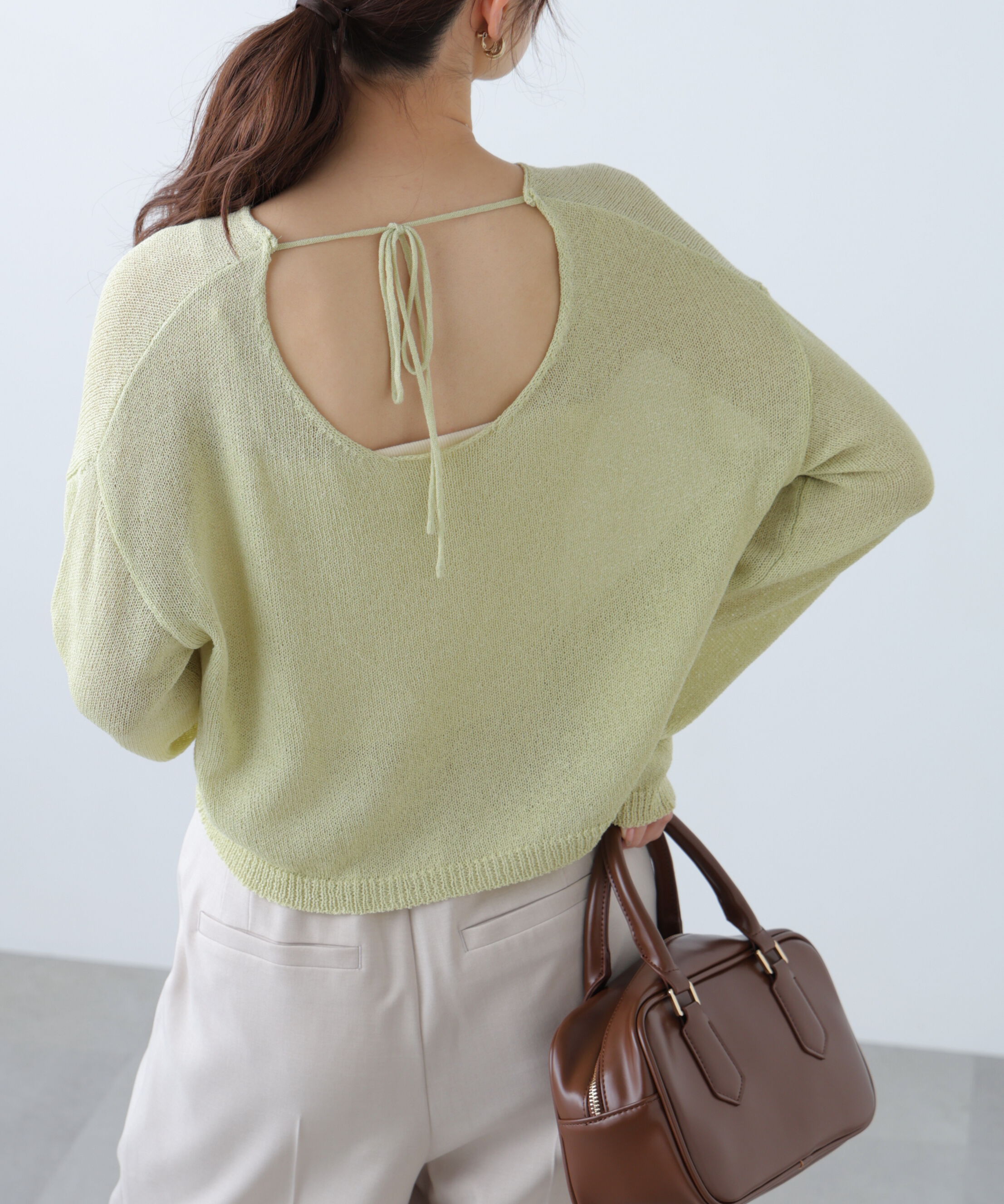  「透かしあみ天竺短丈ニット」|ニット・セーター|