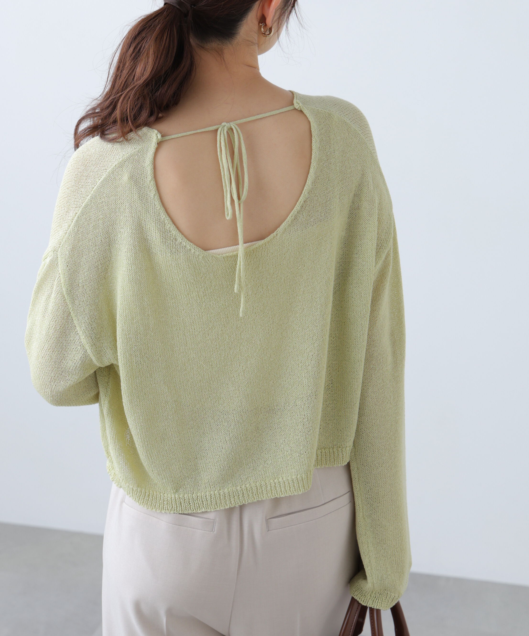  「透かしあみ天竺短丈ニット」|ニット・セーター|