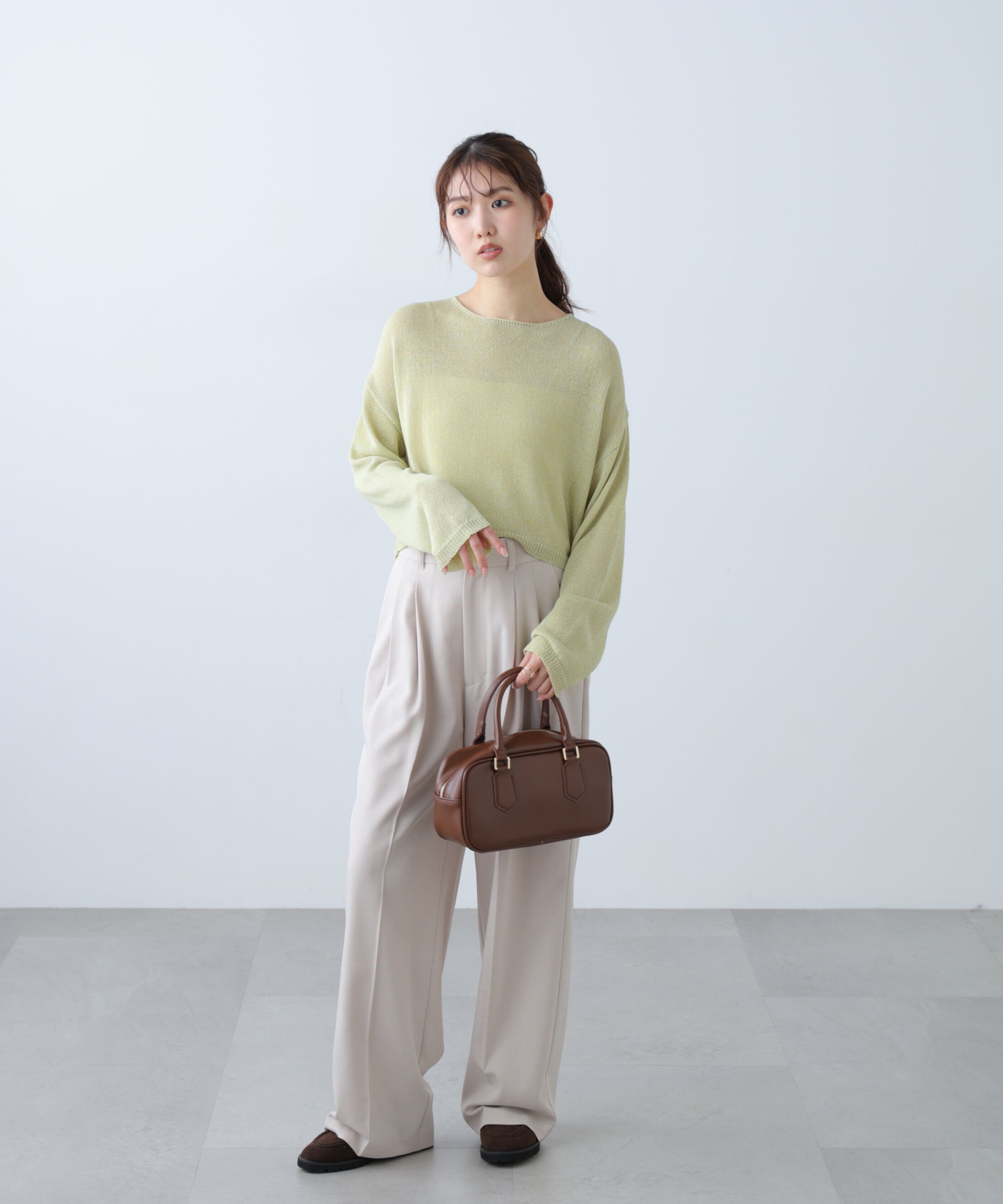  「透かしあみ天竺短丈ニット」|ニット・セーター|