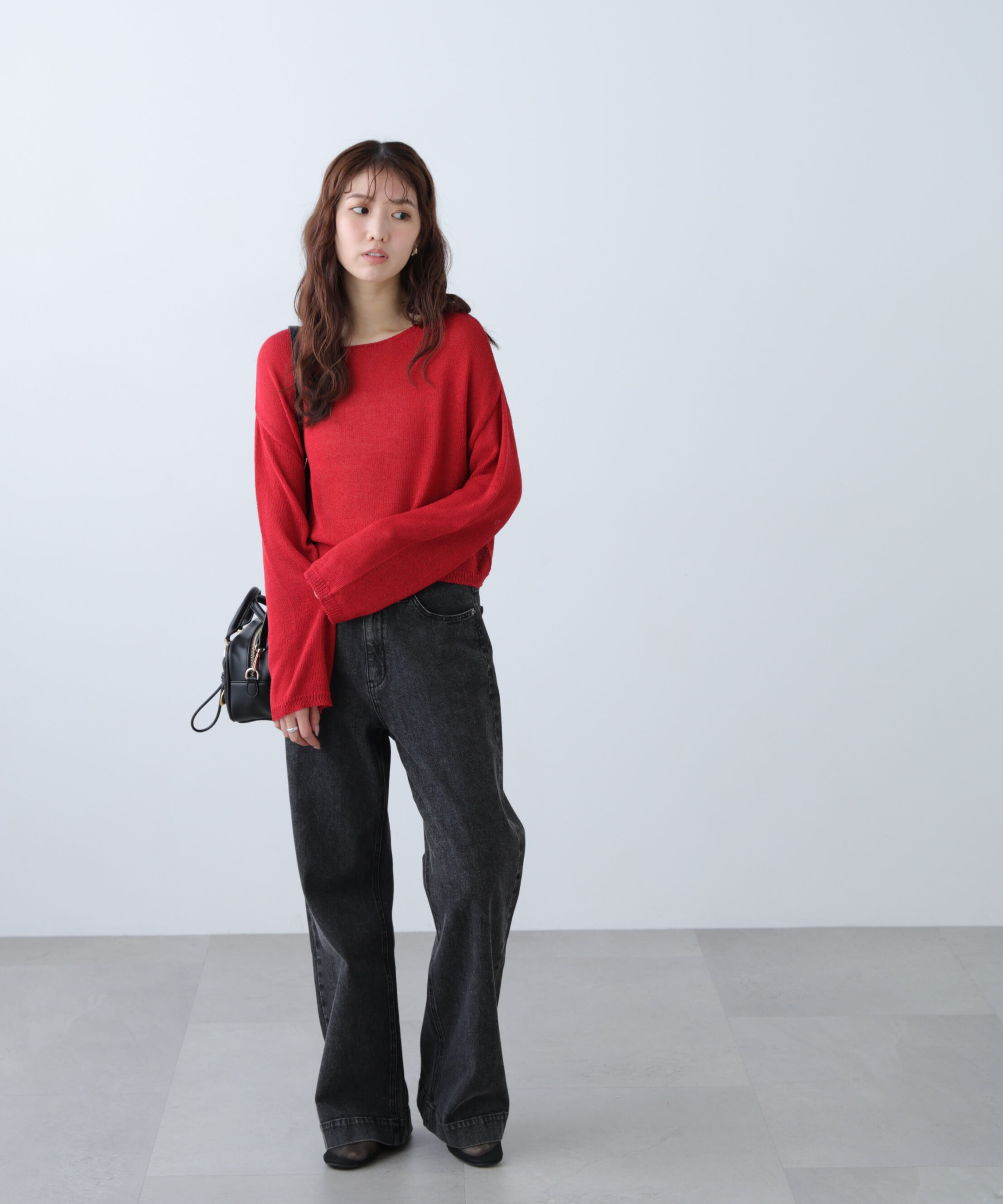  「透かしあみ天竺短丈ニット」|ニット・セーター|