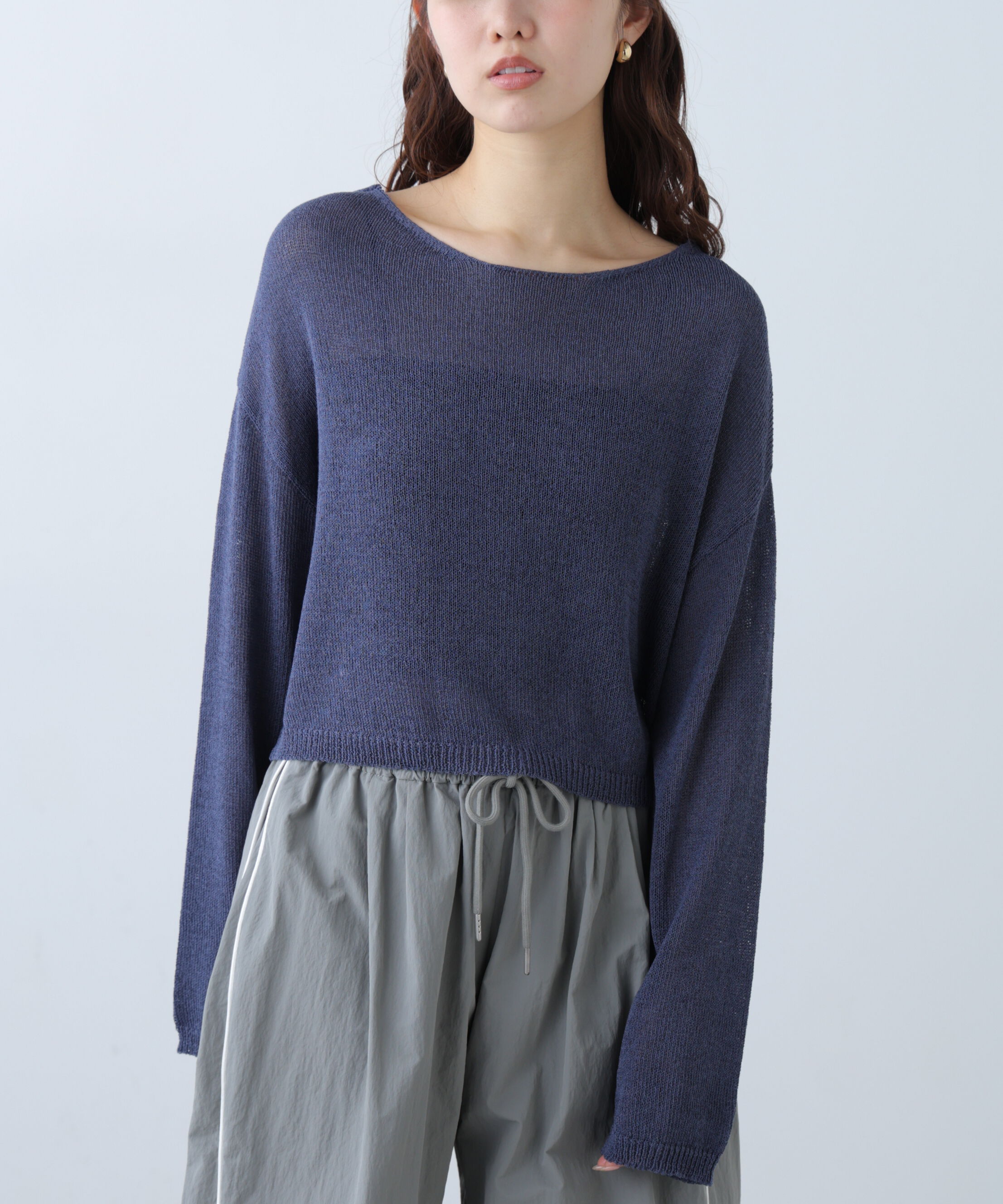  「透かしあみ天竺短丈ニット」|ニット・セーター|