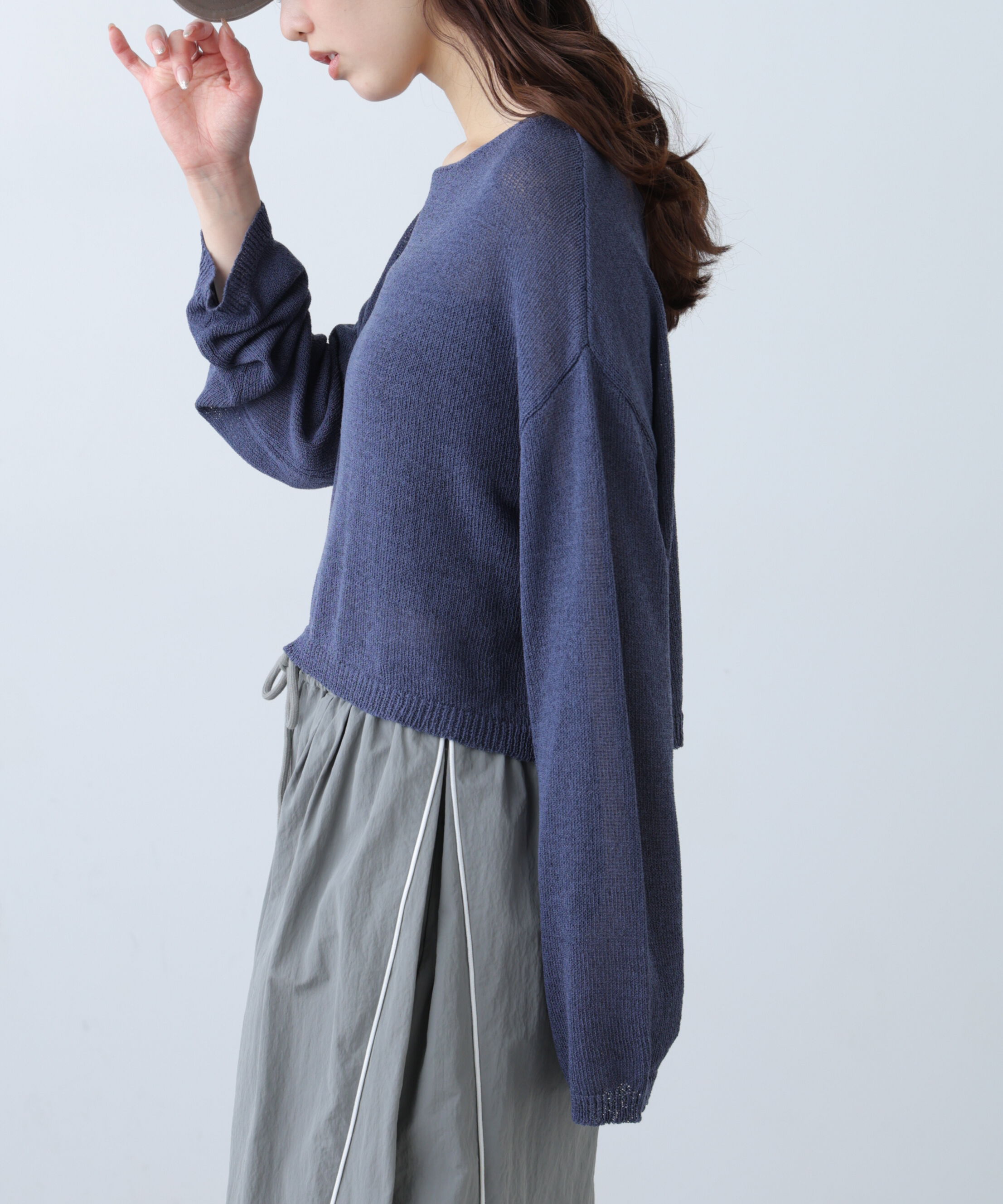  「透かしあみ天竺短丈ニット」|ニット・セーター|