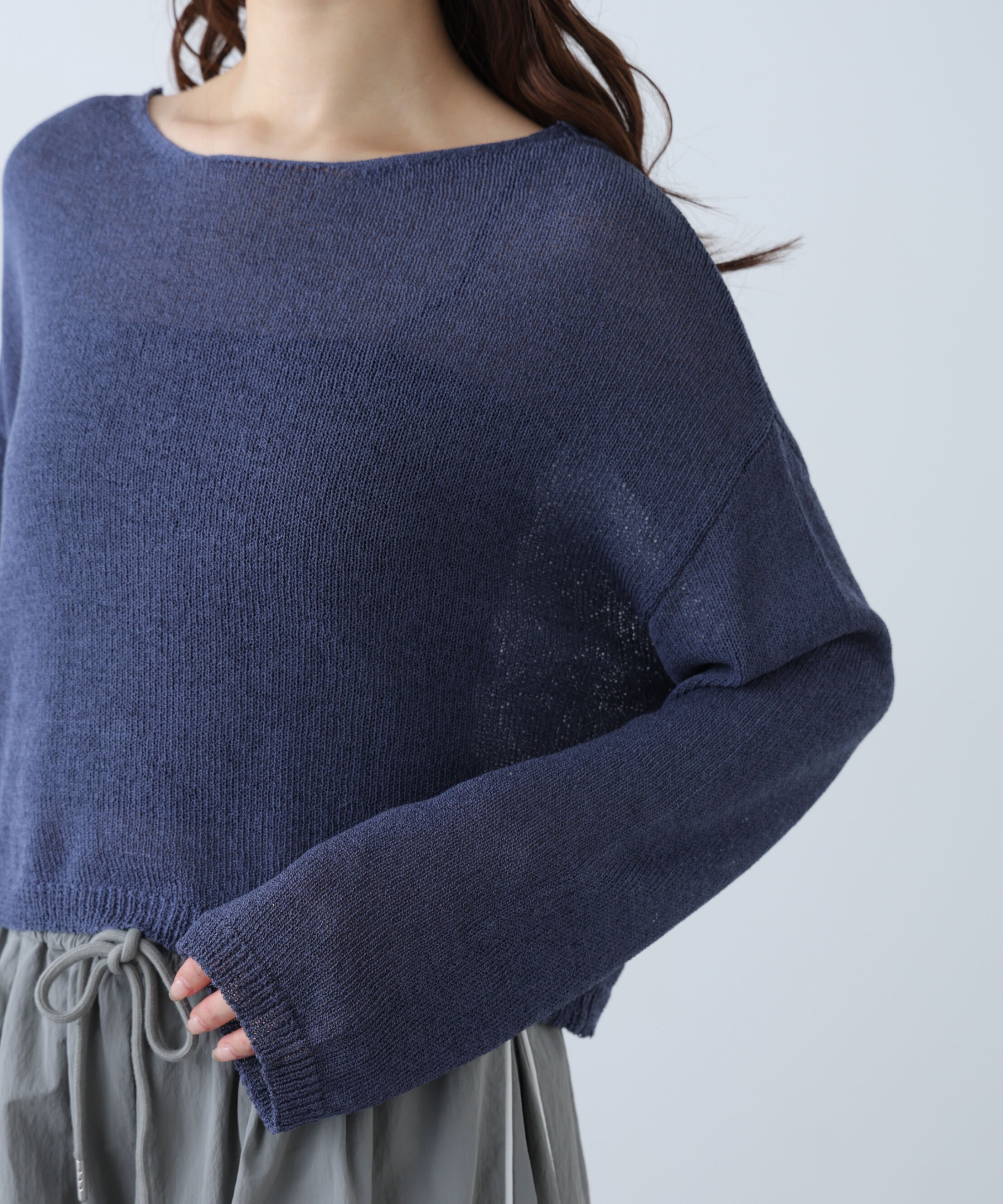  「透かしあみ天竺短丈ニット」|ニット・セーター|