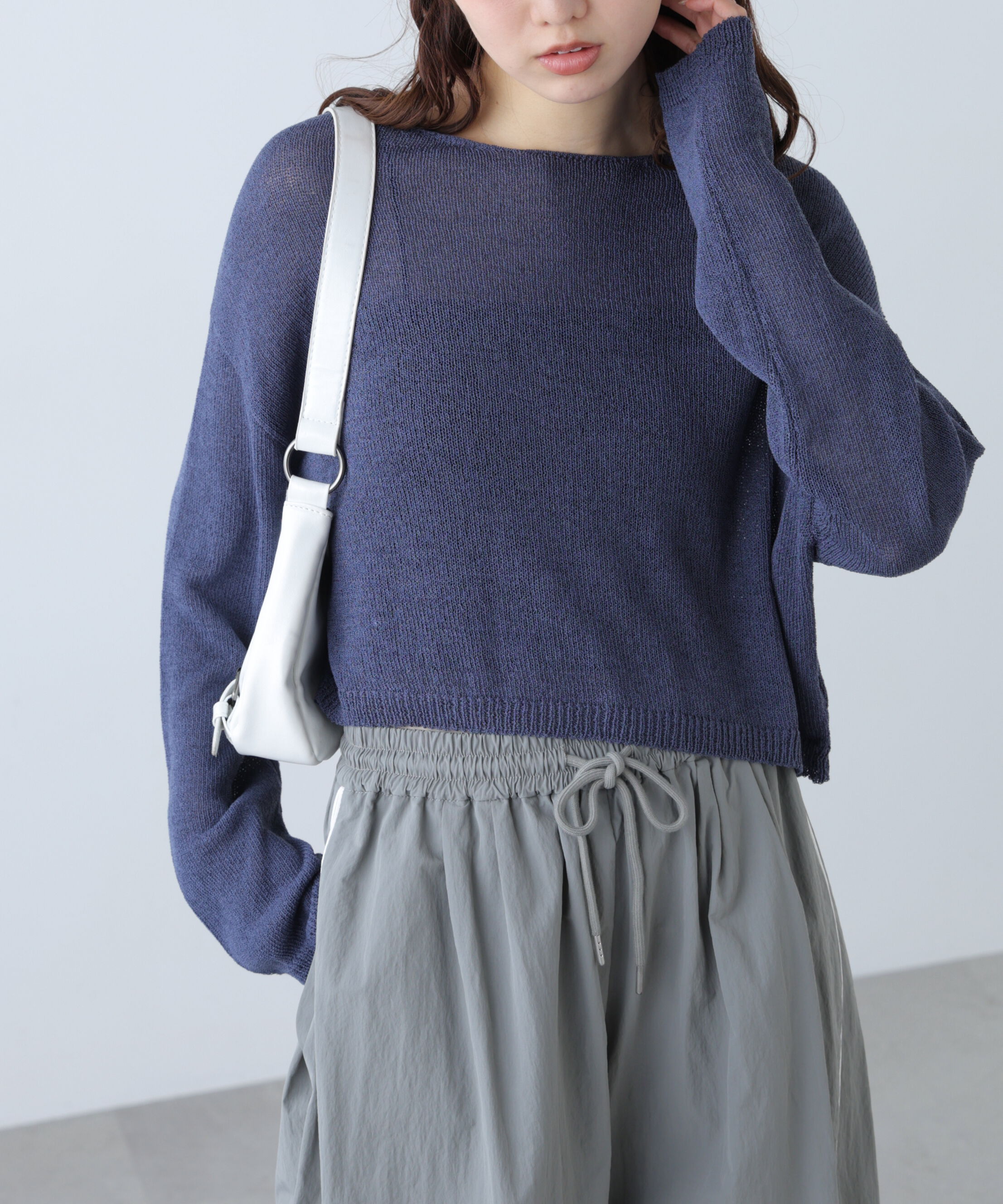  「透かしあみ天竺短丈ニット」|ニット・セーター|