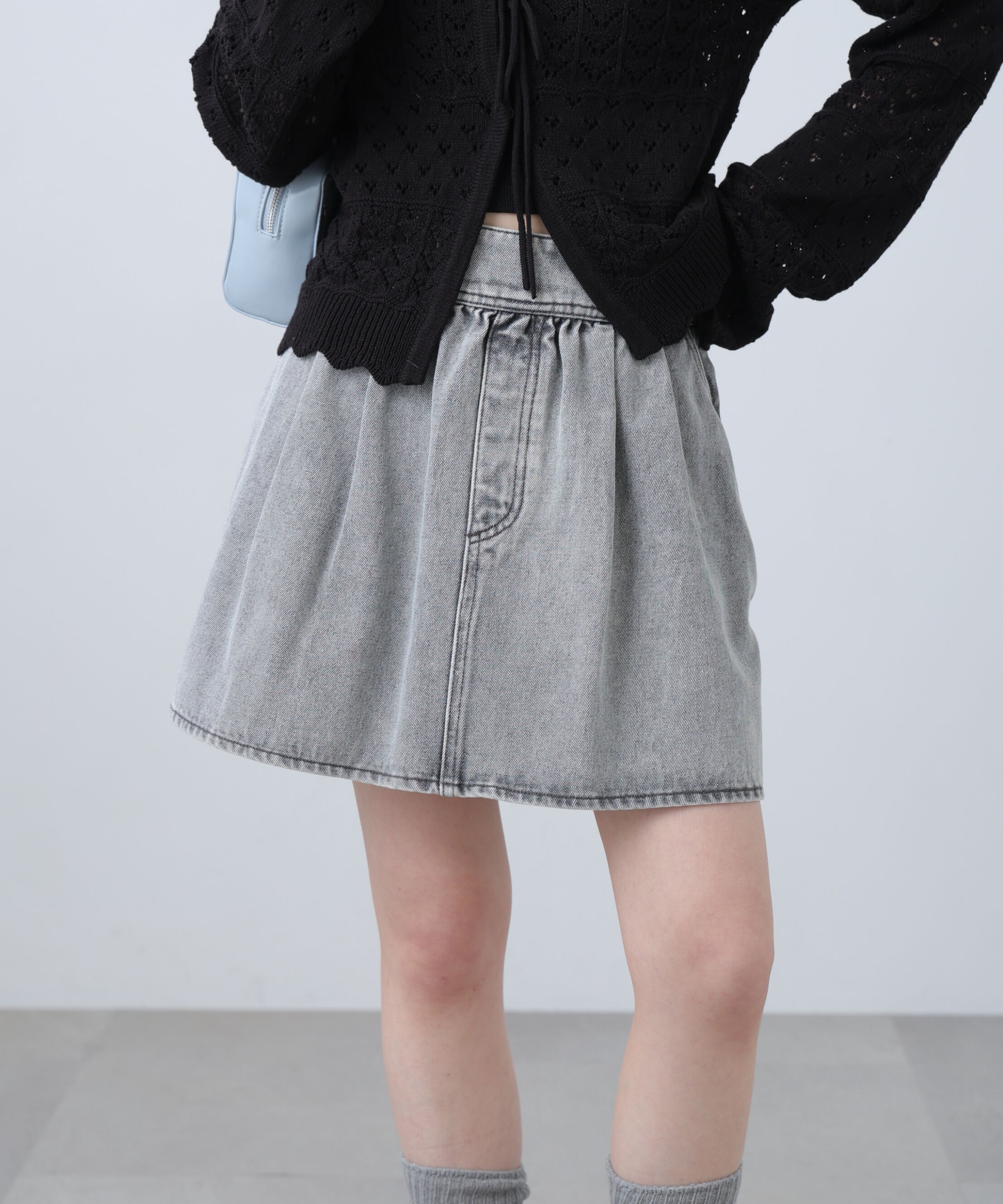  「ヨークフレアデニムミニスカート」|スカート|